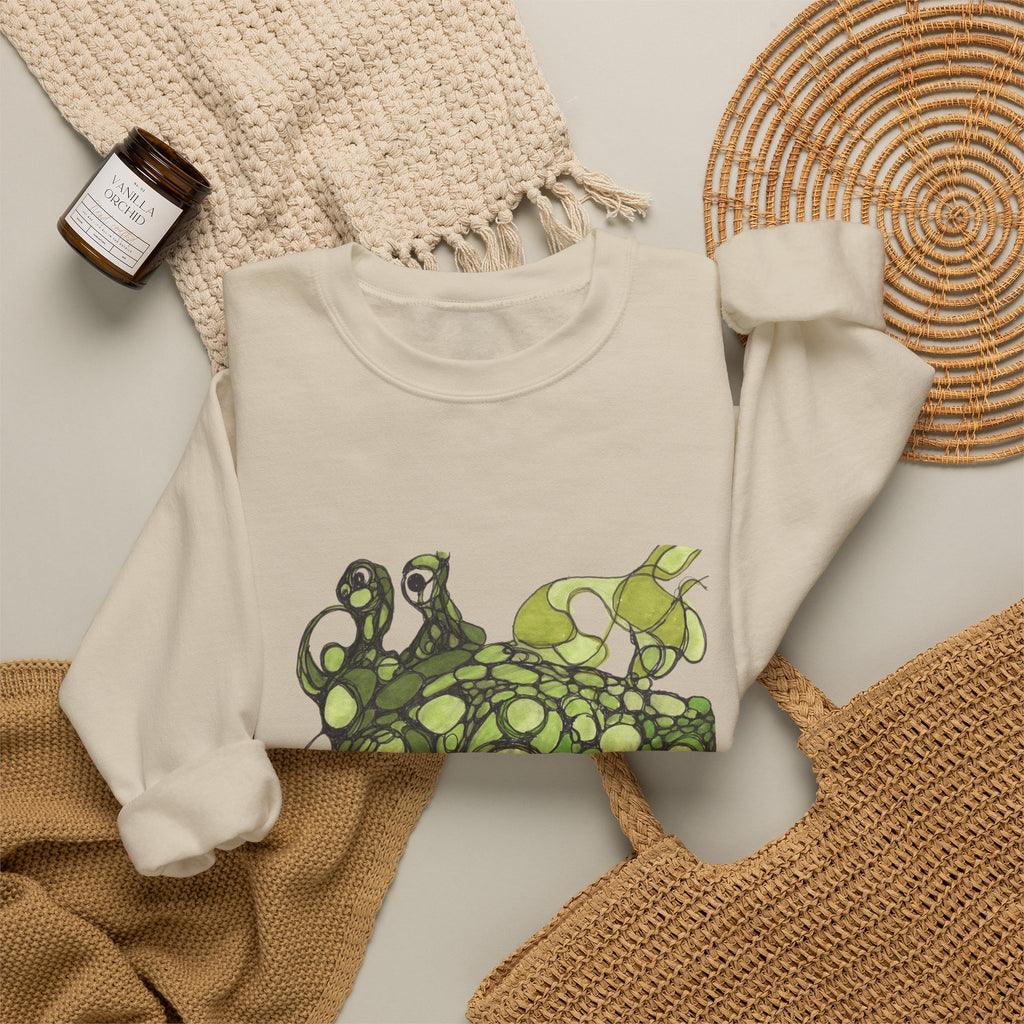 Green Abstract Frog Crewneck Sweatshirt