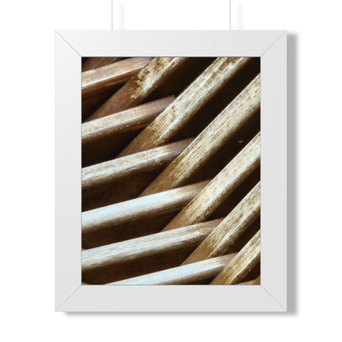 Framed Poster - Abstract Rustic Wood Texture Vertical Wall Art