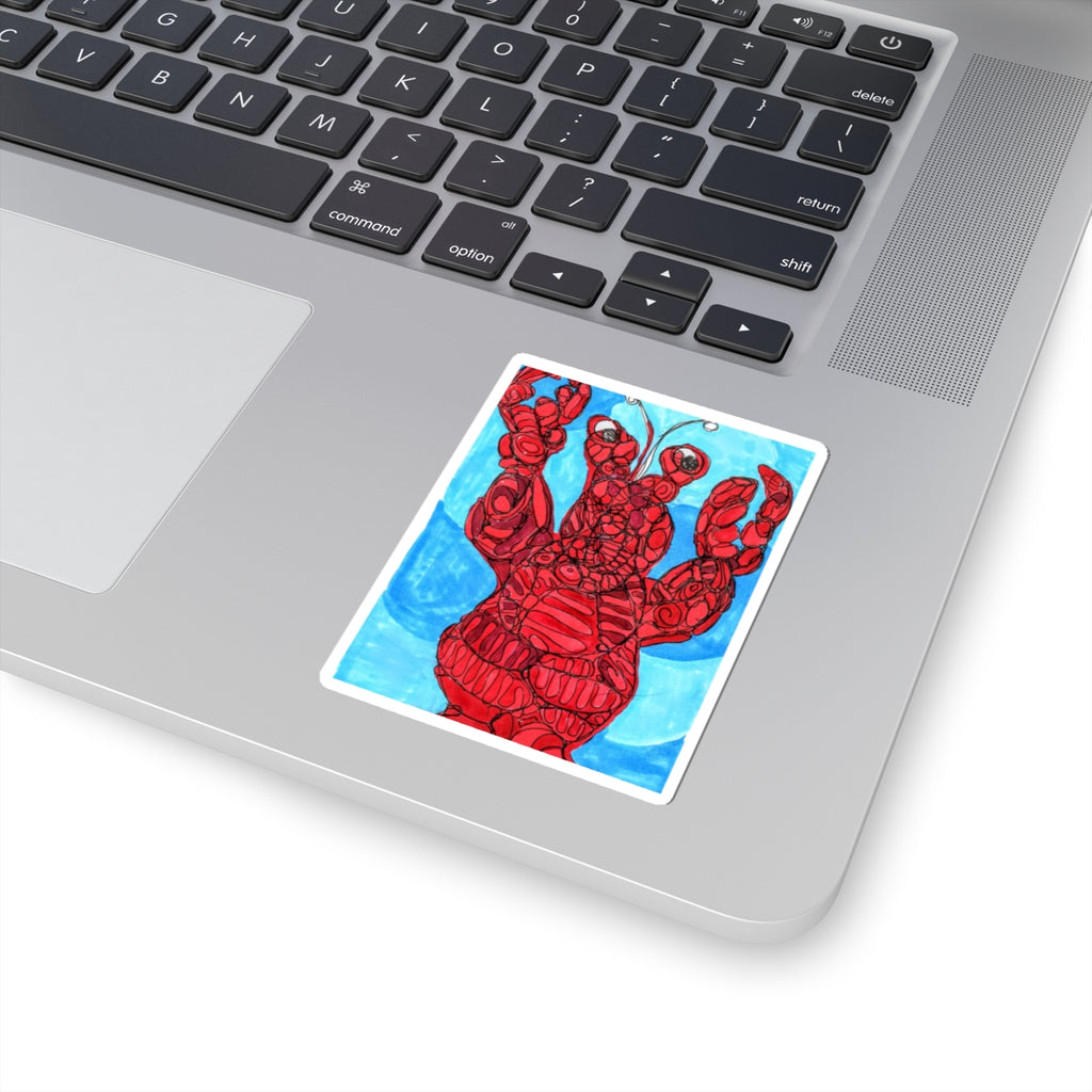 Lobster Art Kiss-Cut Sticker — Red Lobster Illustration Waterproof Decal