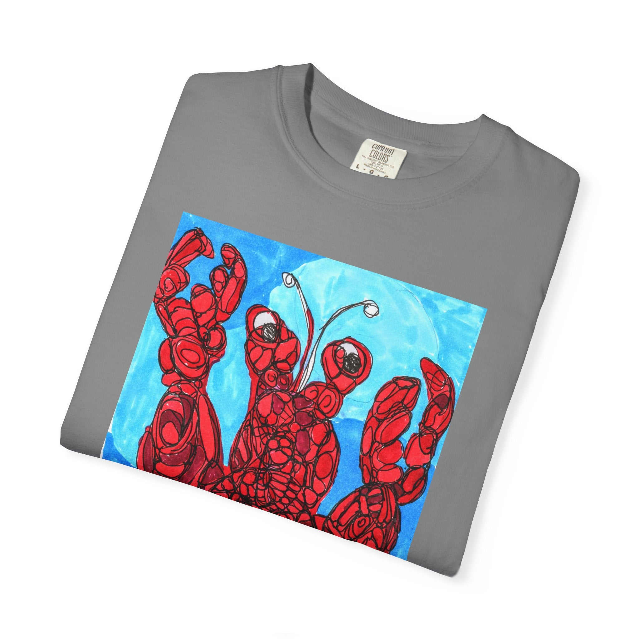 Lobster Art T-Shirt — Red Nautical Lobster Illustration Tee