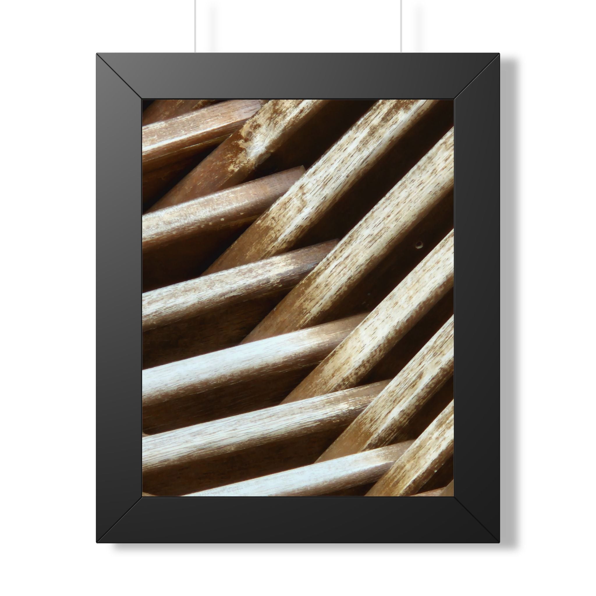 Framed Poster - Abstract Rustic Wood Texture Vertical Wall Art