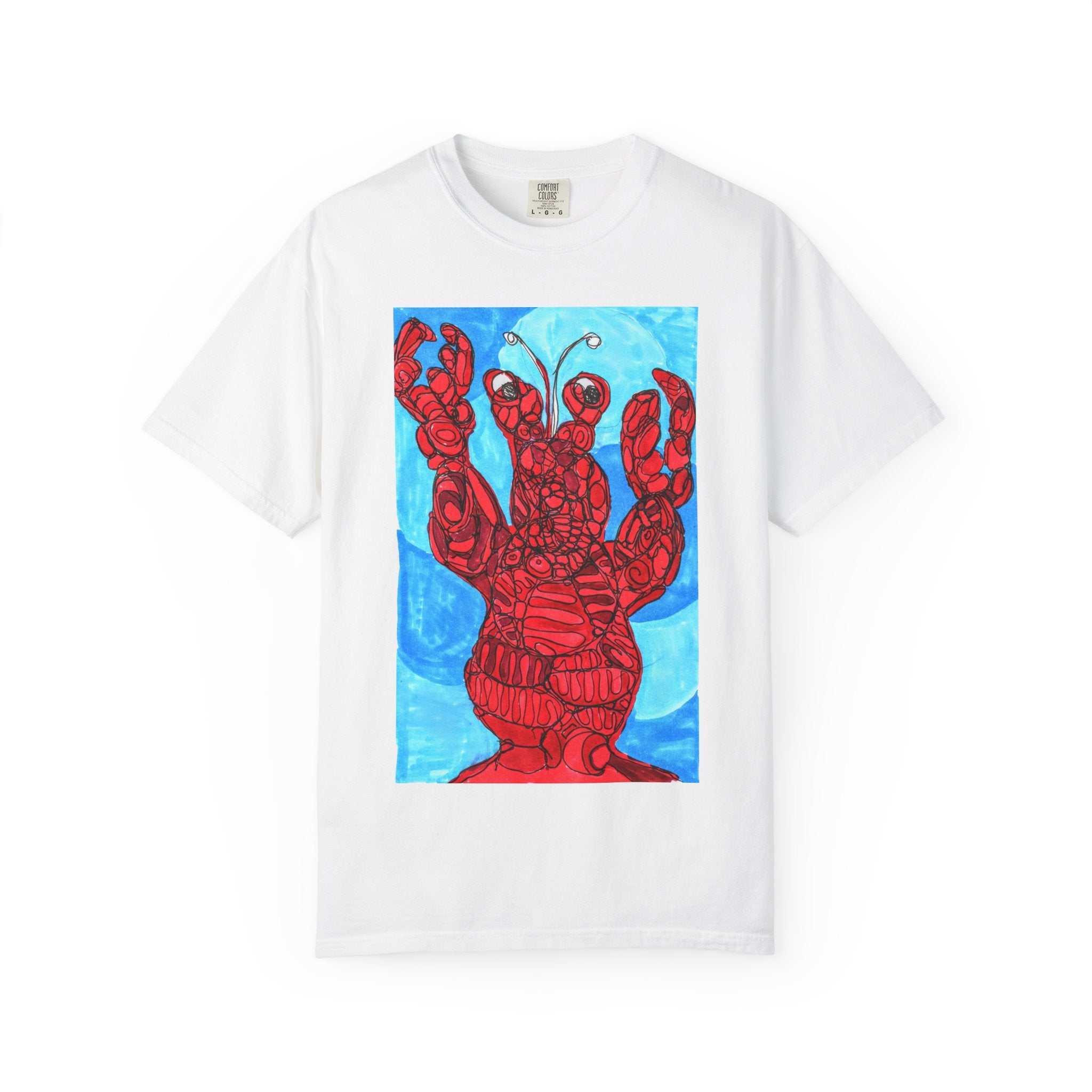 Lobster Art T-Shirt — Red Nautical Lobster Illustration Tee
