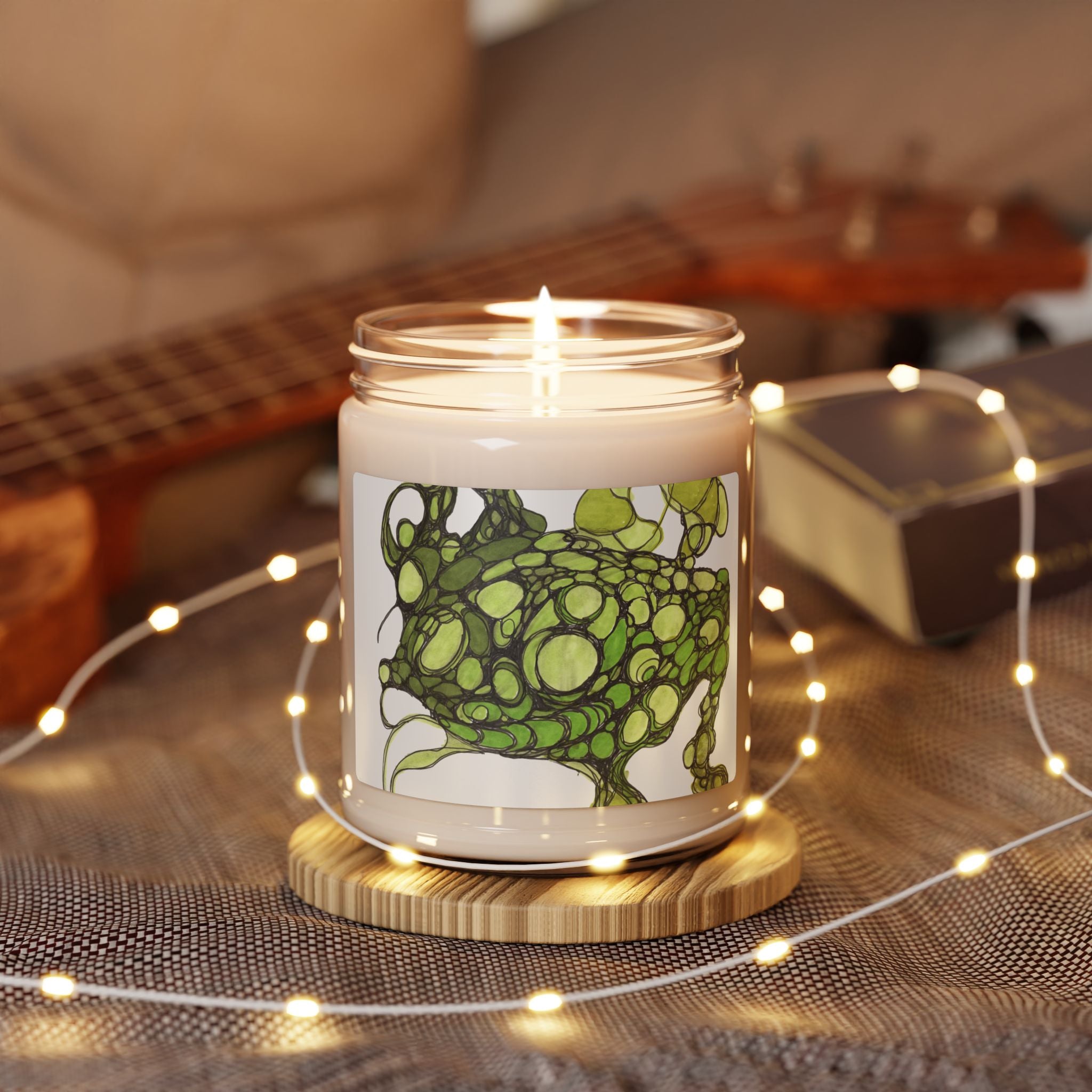 Soy Candle — Green Bubble Frog Art 9oz Scented Jar