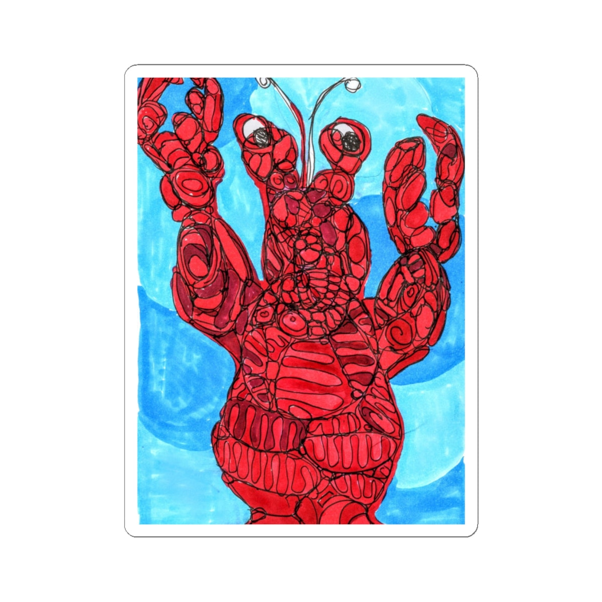 Lobster Art Kiss-Cut Sticker — Red Lobster Illustration Waterproof Decal