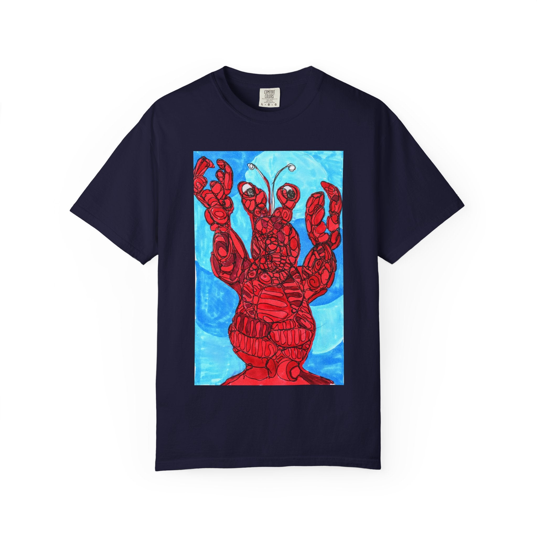 Lobster Art T-Shirt — Red Nautical Lobster Illustration Tee