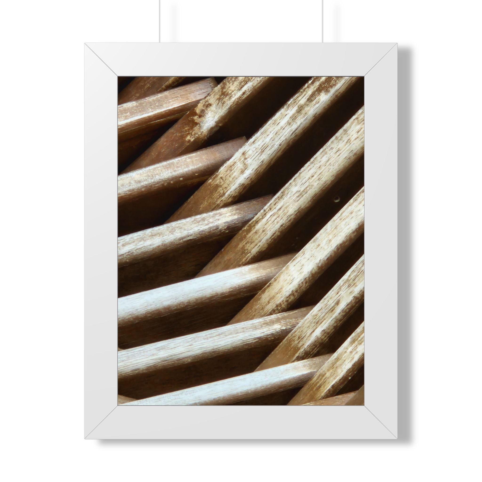 Framed Poster - Abstract Rustic Wood Texture Vertical Wall Art