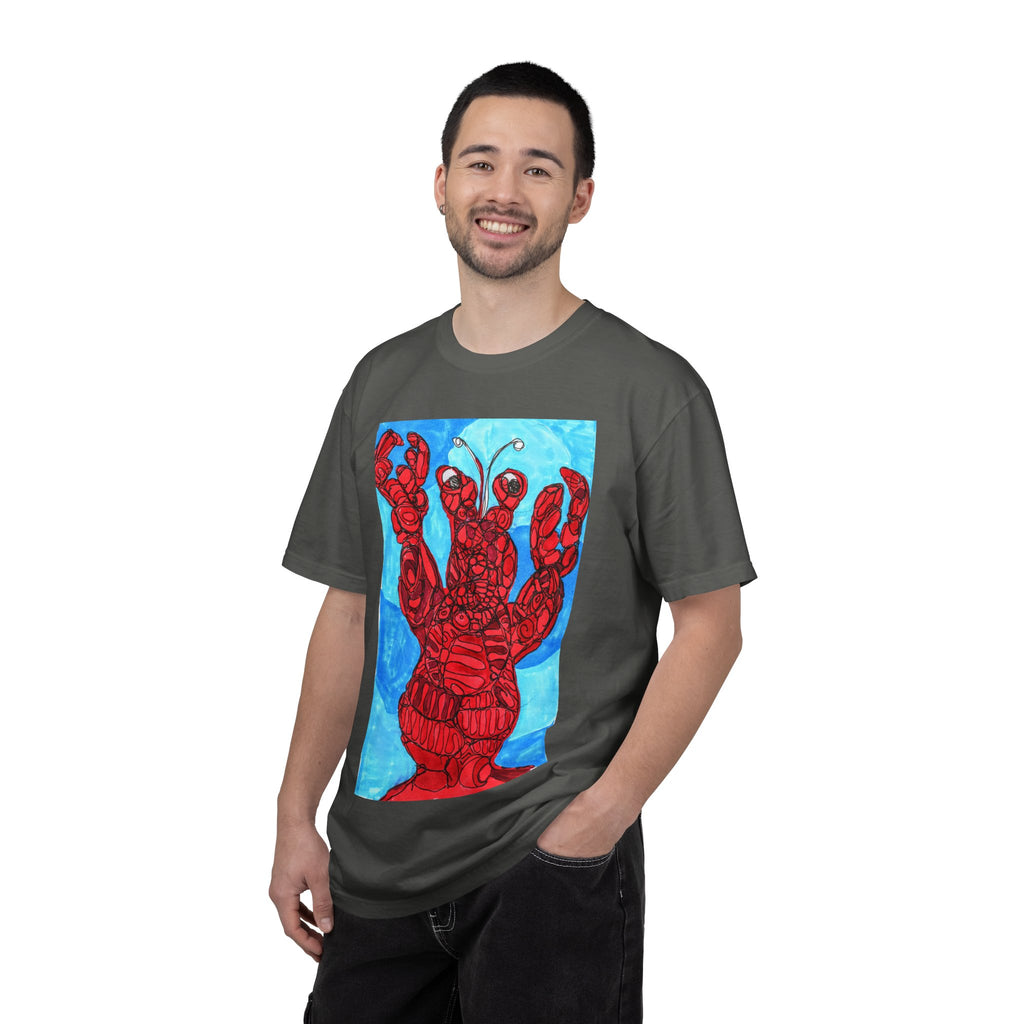 Lobster Art T-Shirt — Red Nautical Lobster Illustration Tee