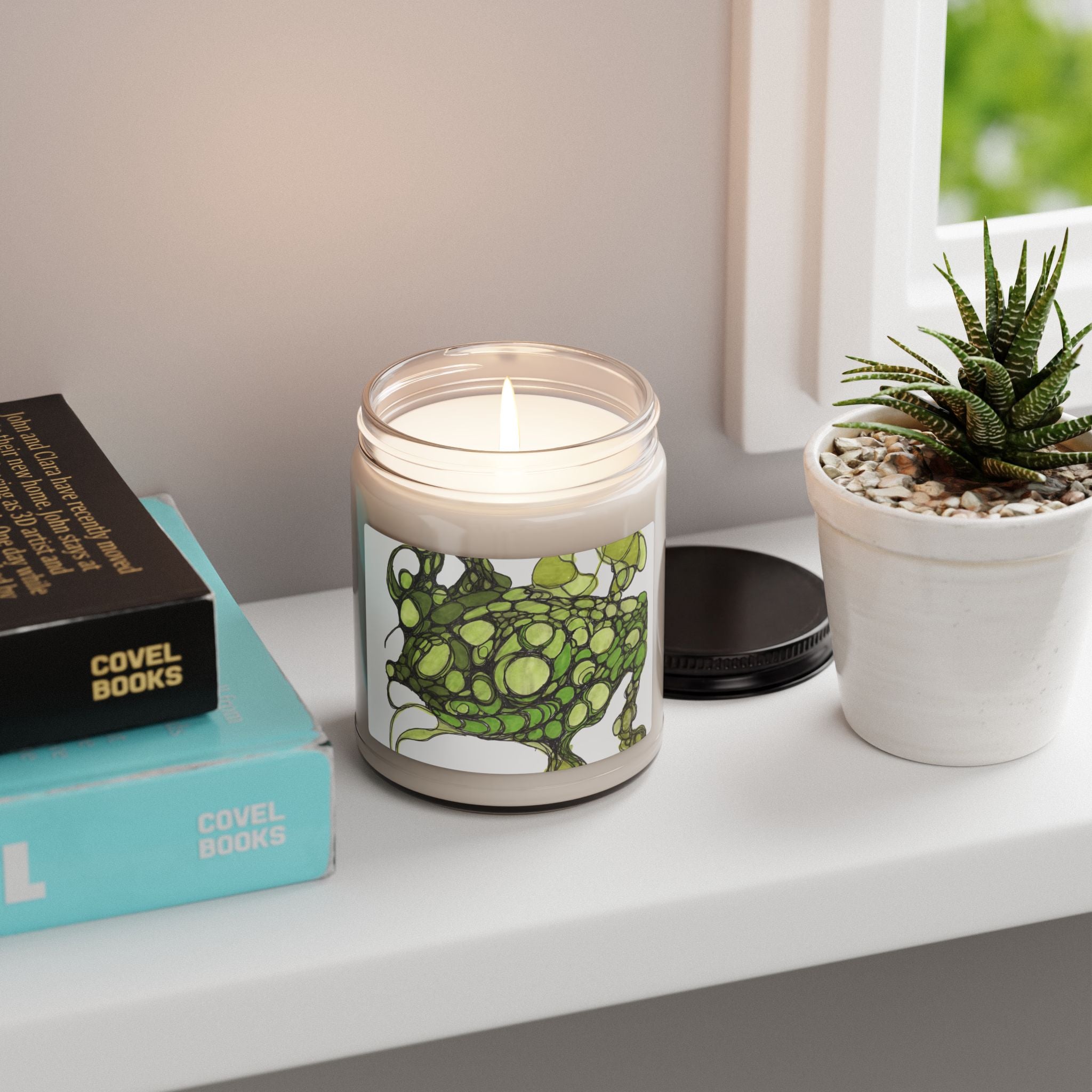 Soy Candle — Green Bubble Frog Art 9oz Scented Jar