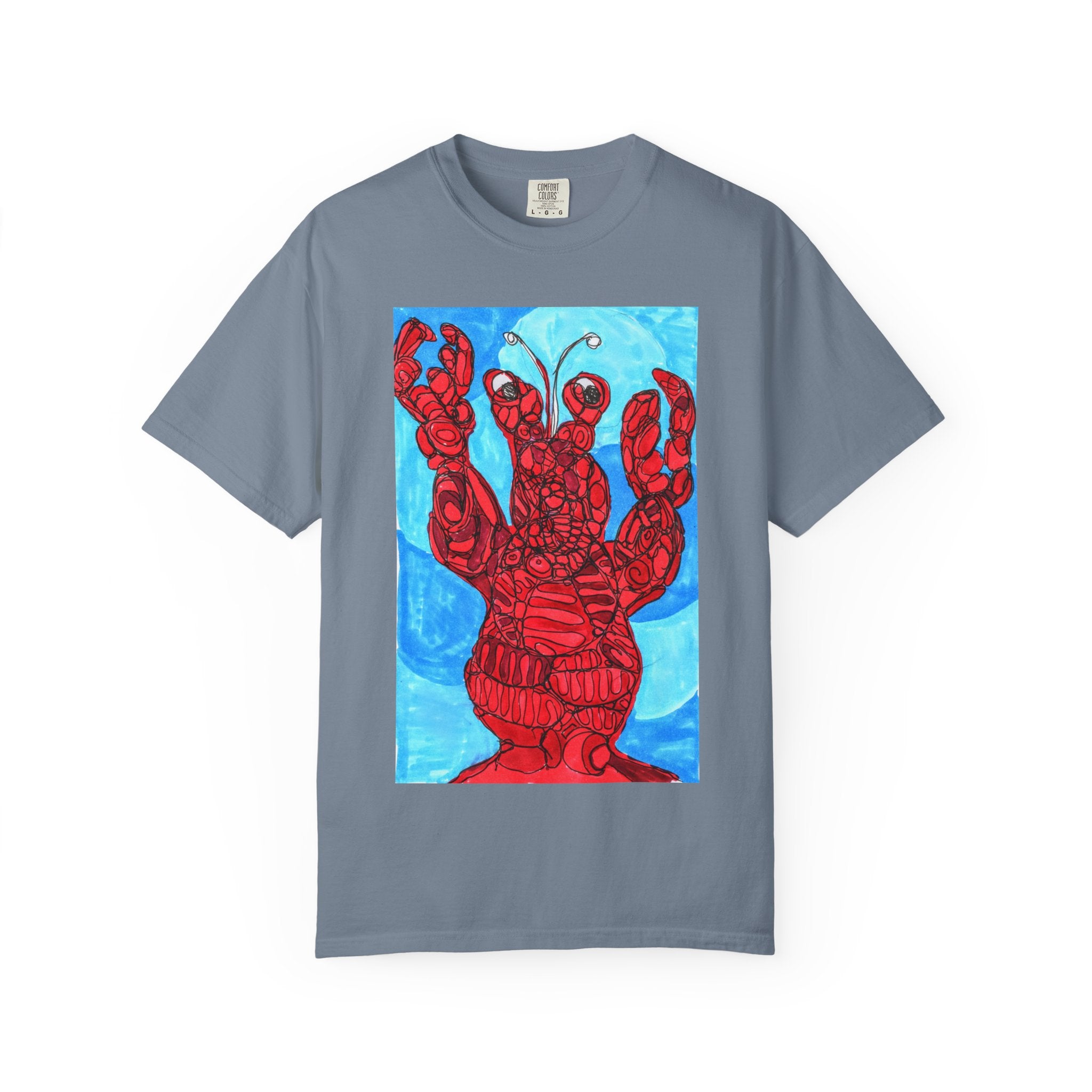 Lobster Art T-Shirt — Red Nautical Lobster Illustration Tee