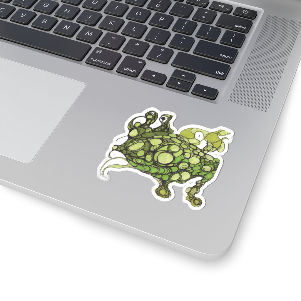 Green Bubble Frog Sticker — Whimsical Pond Creature Kiss-Cut Decal