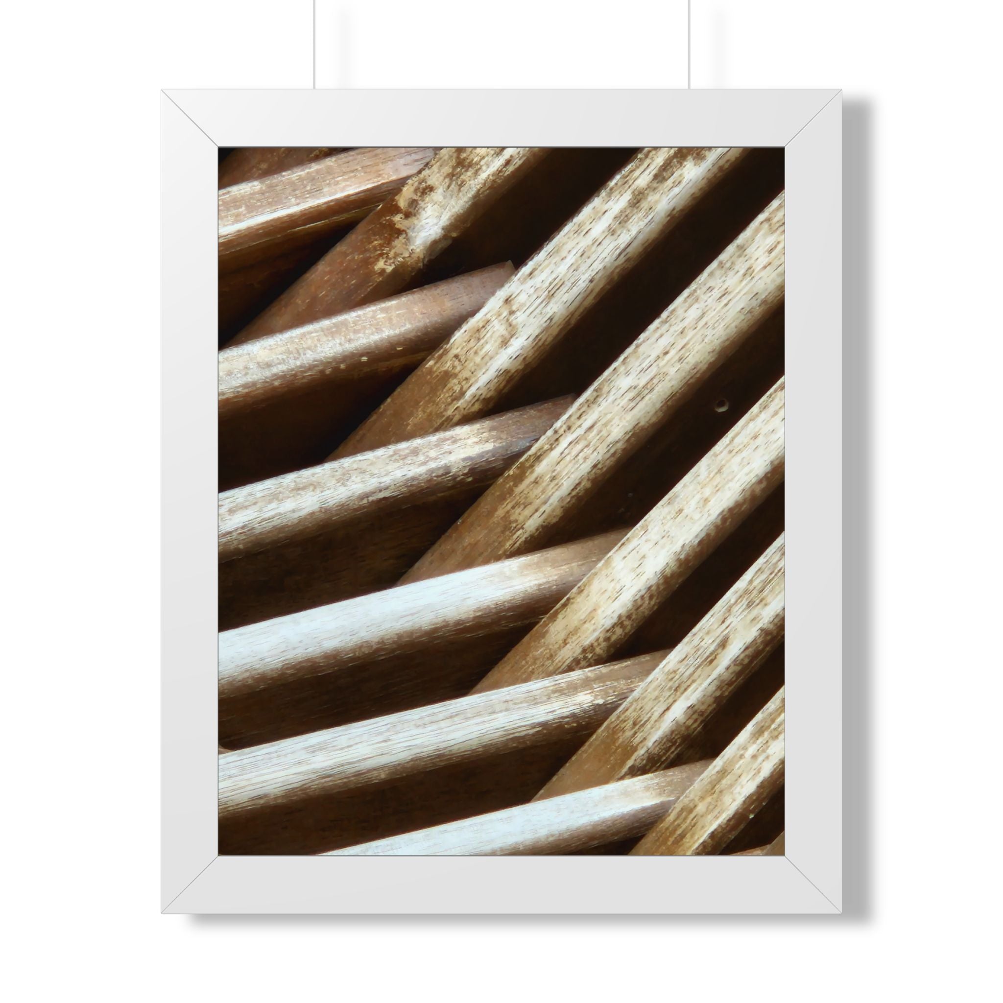 Framed Poster - Abstract Rustic Wood Texture Vertical Wall Art