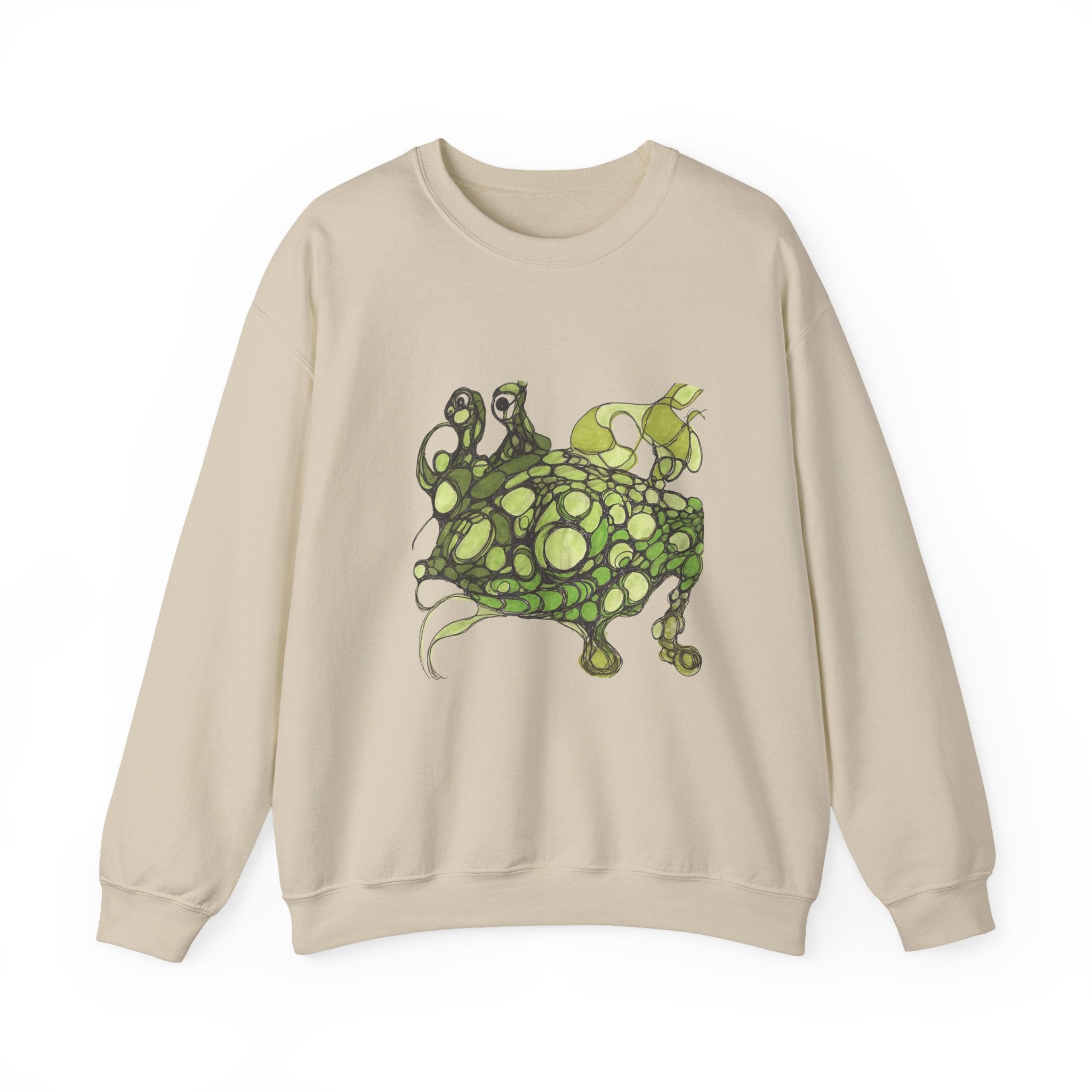 Green Abstract Frog Crewneck Sweatshirt