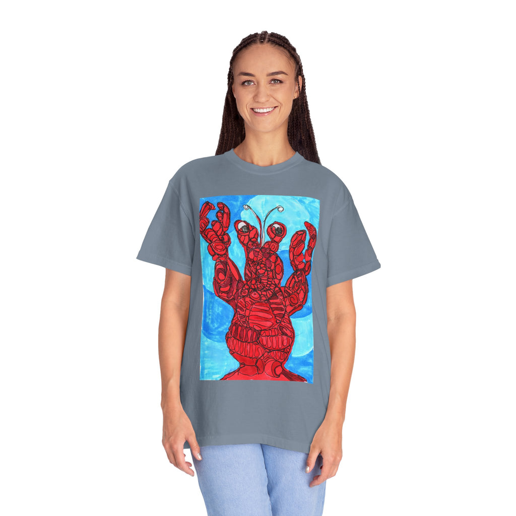 Lobster Art T-Shirt — Red Nautical Lobster Illustration Tee