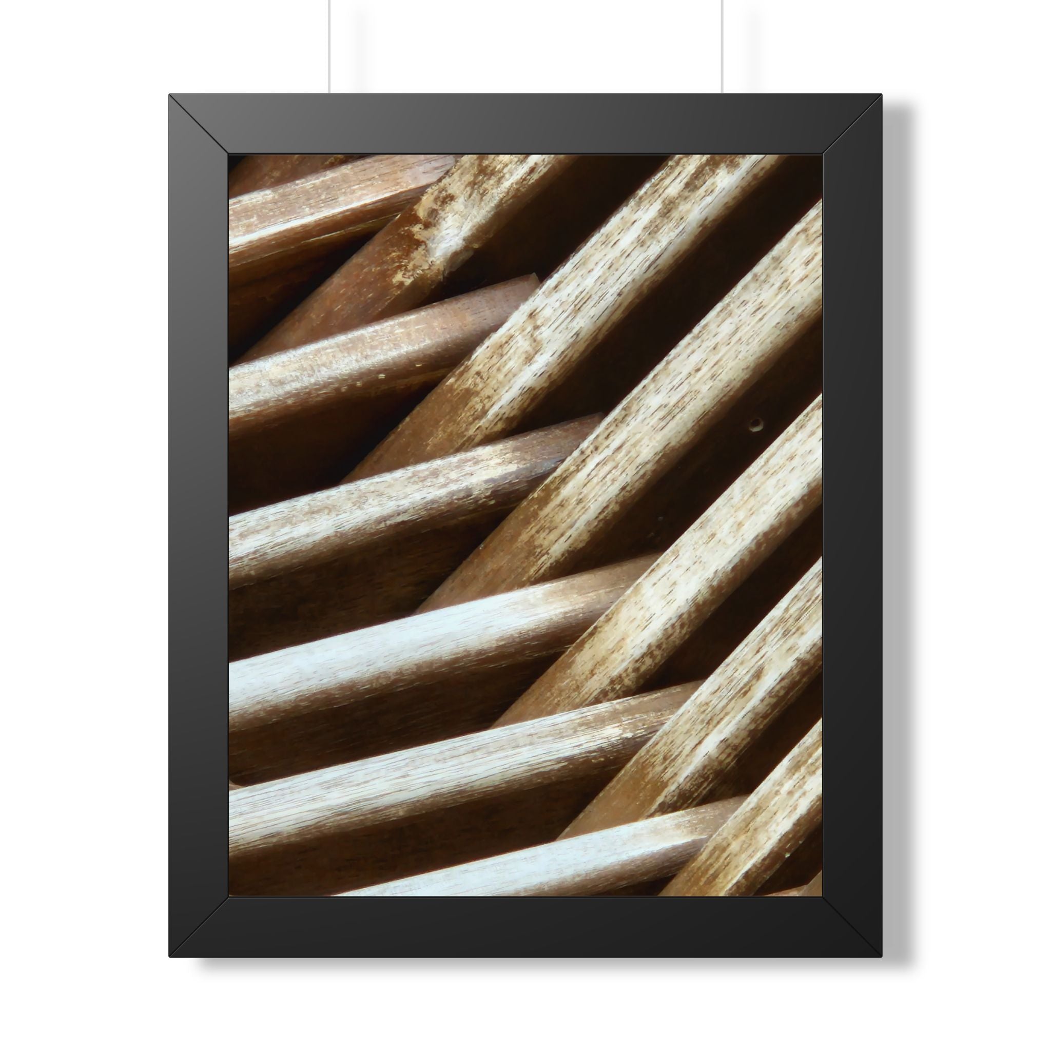 Framed Poster - Abstract Rustic Wood Texture Vertical Wall Art