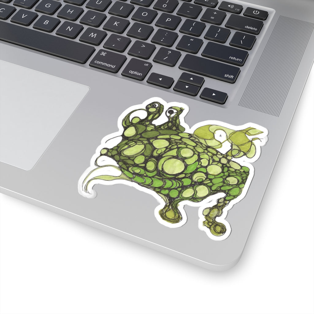Green Bubble Frog Sticker — Whimsical Pond Creature Kiss-Cut Decal