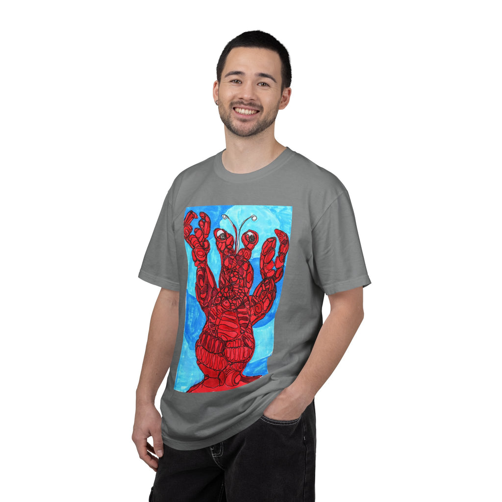 Lobster Art T-Shirt — Red Nautical Lobster Illustration Tee
