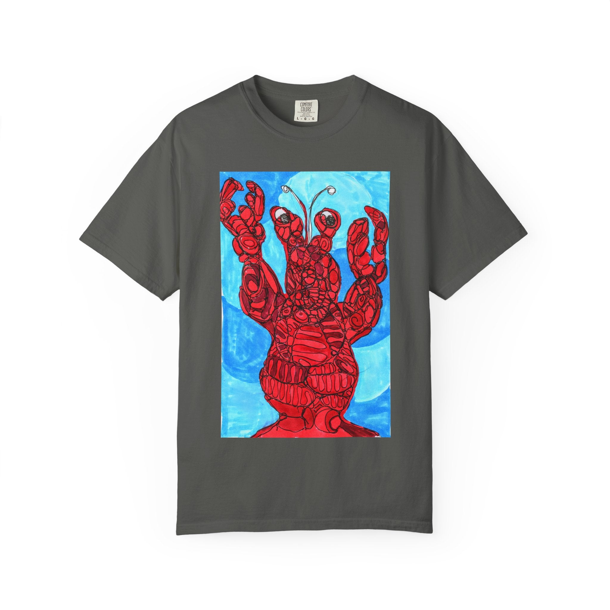 Lobster Art T-Shirt — Red Nautical Lobster Illustration Tee