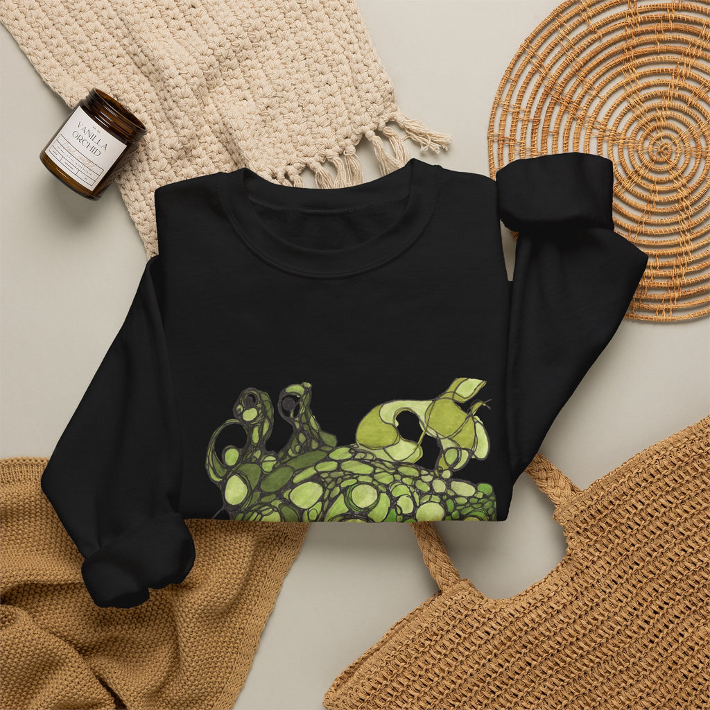 Green Abstract Frog Crewneck Sweatshirt