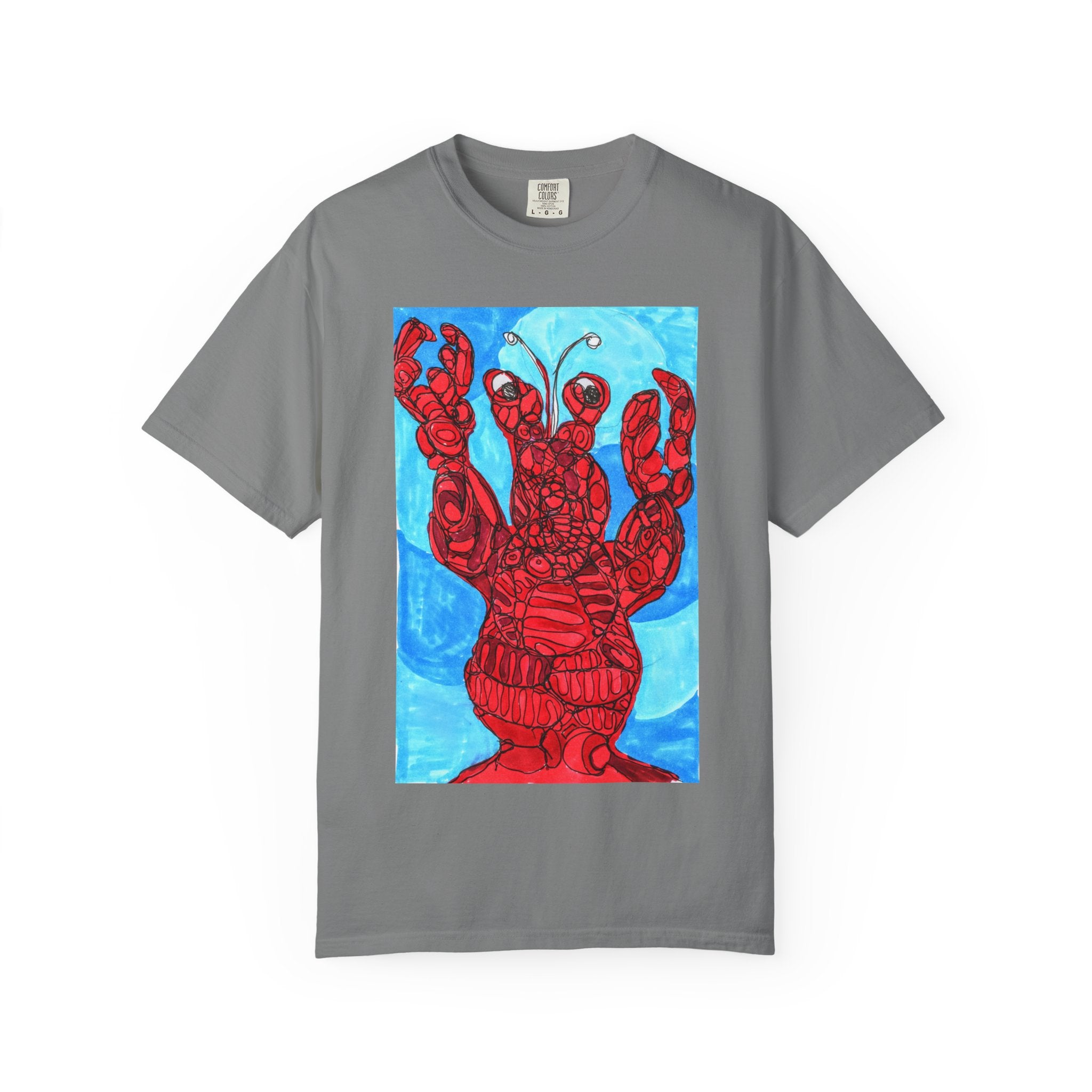 Lobster Art T-Shirt — Red Nautical Lobster Illustration Tee