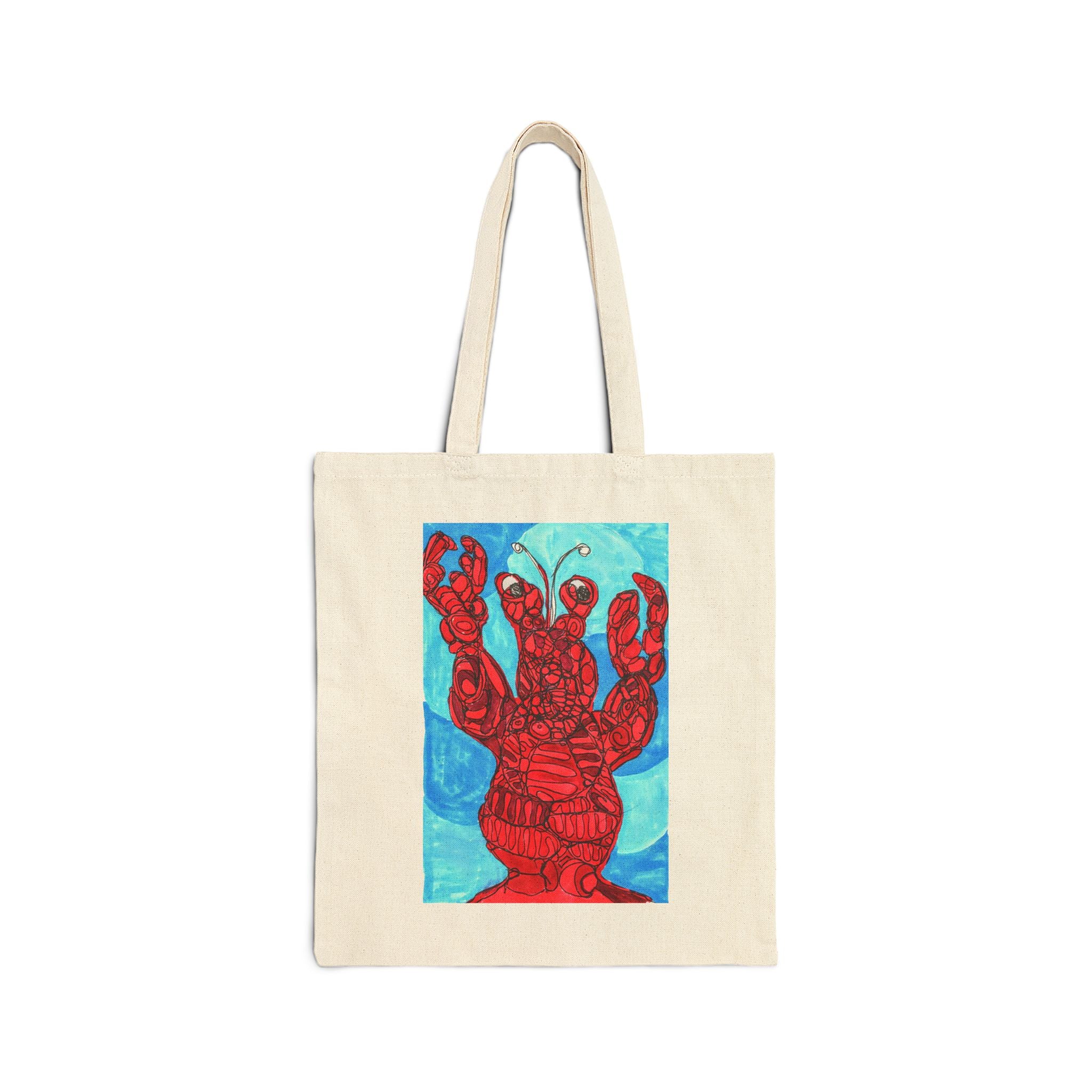 Tote Bag — Bold Red Lobster Art Cotton Canvas Tote