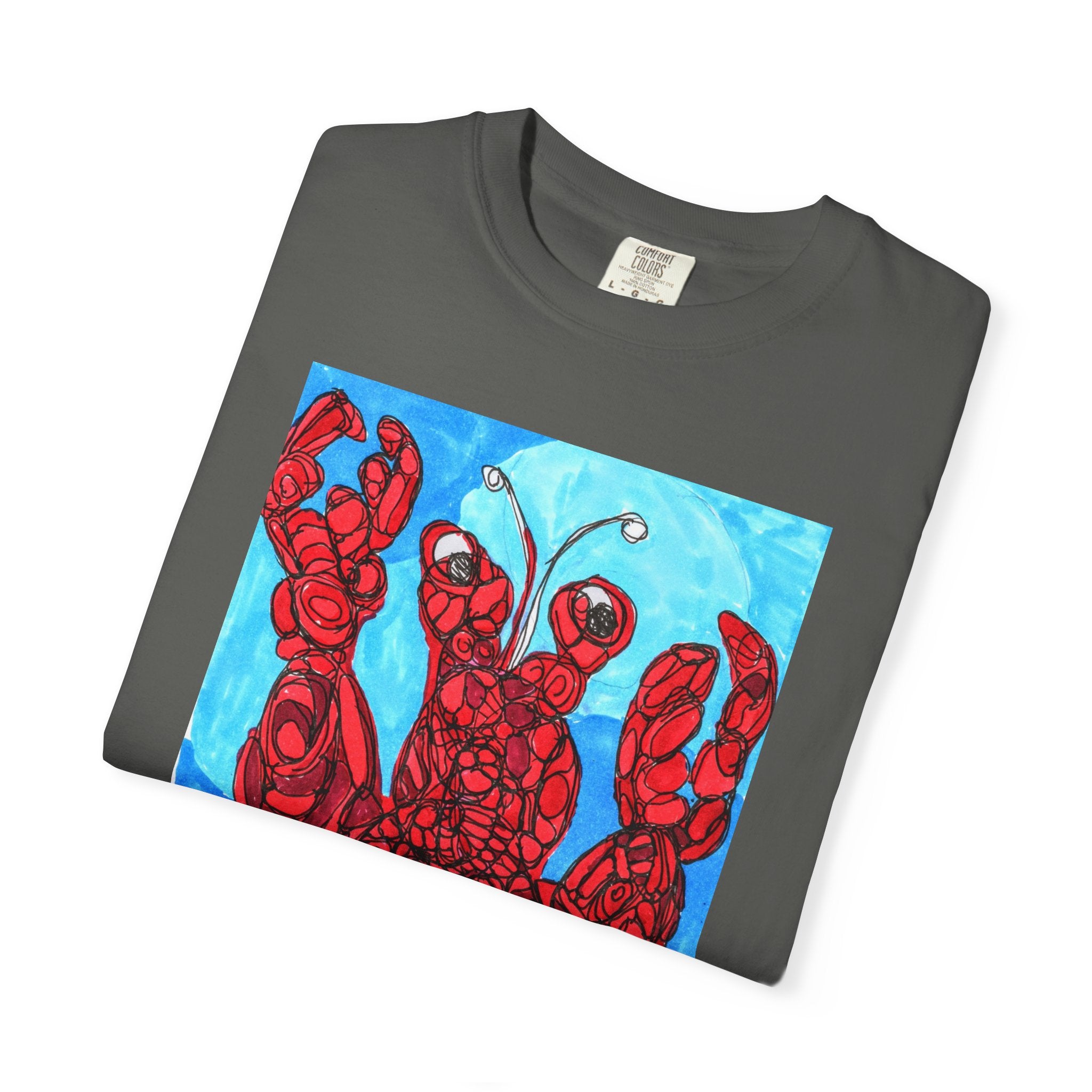 Lobster Art T-Shirt — Red Nautical Lobster Illustration Tee