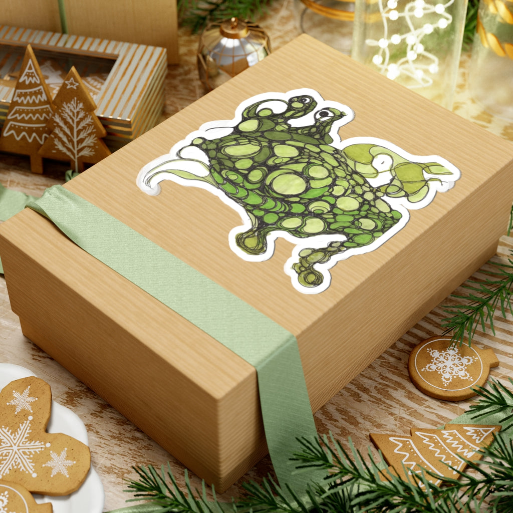 Green Bubble Frog Sticker — Whimsical Pond Creature Kiss-Cut Decal