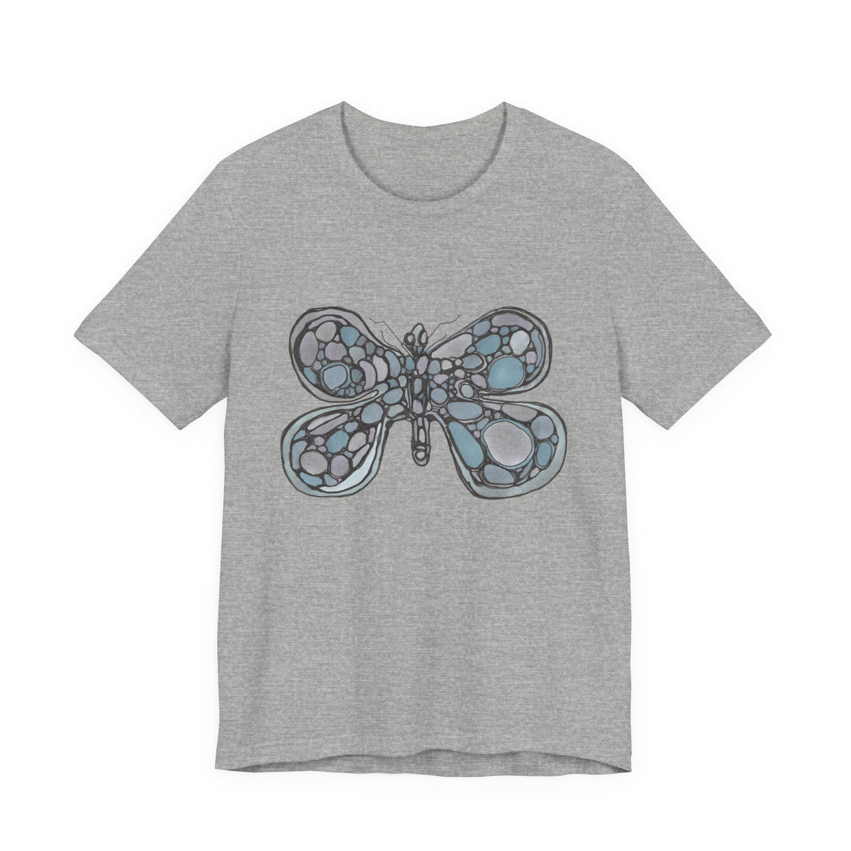 Butterfly Mosaic T‑Shirt — Blue Stained Glass Insect Tee