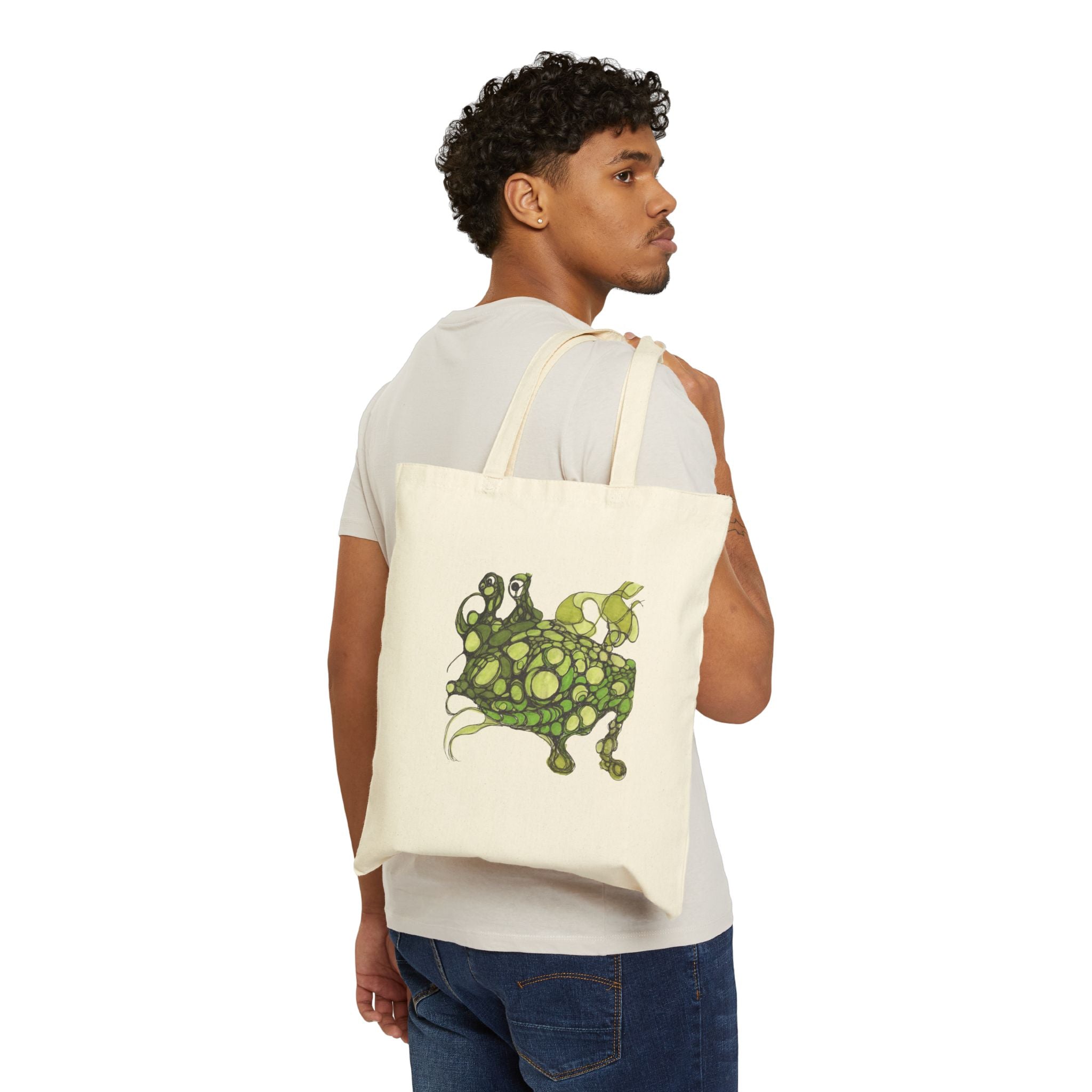 Canvas Tote Bag — Abstract Green Organic Art Print