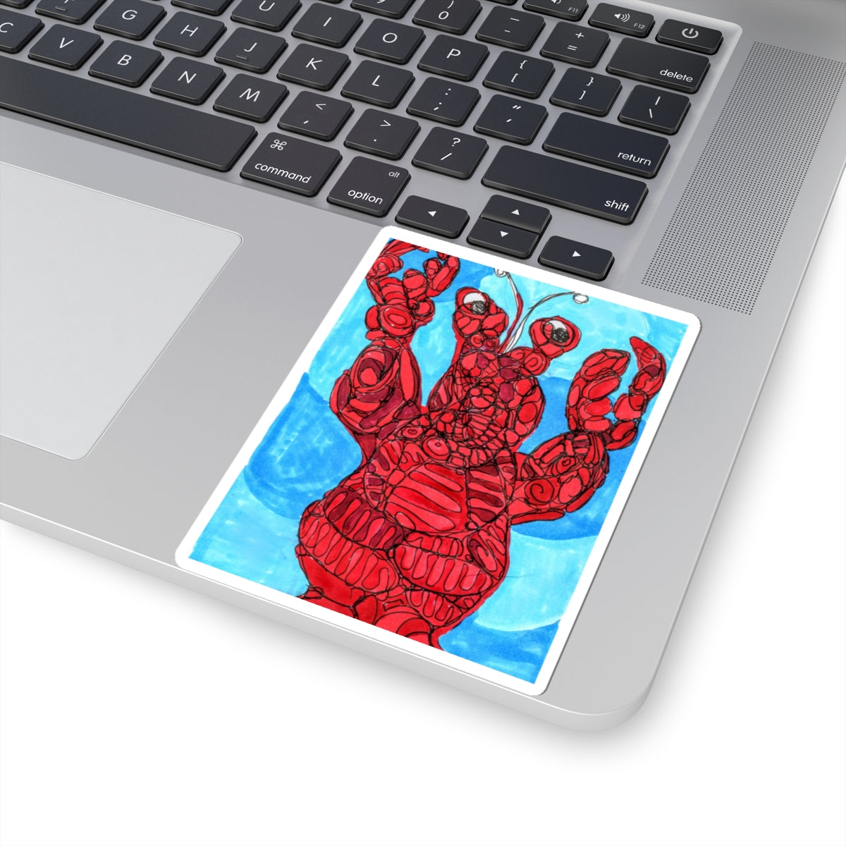 Lobster Art Kiss-Cut Sticker — Red Lobster Illustration Waterproof Decal