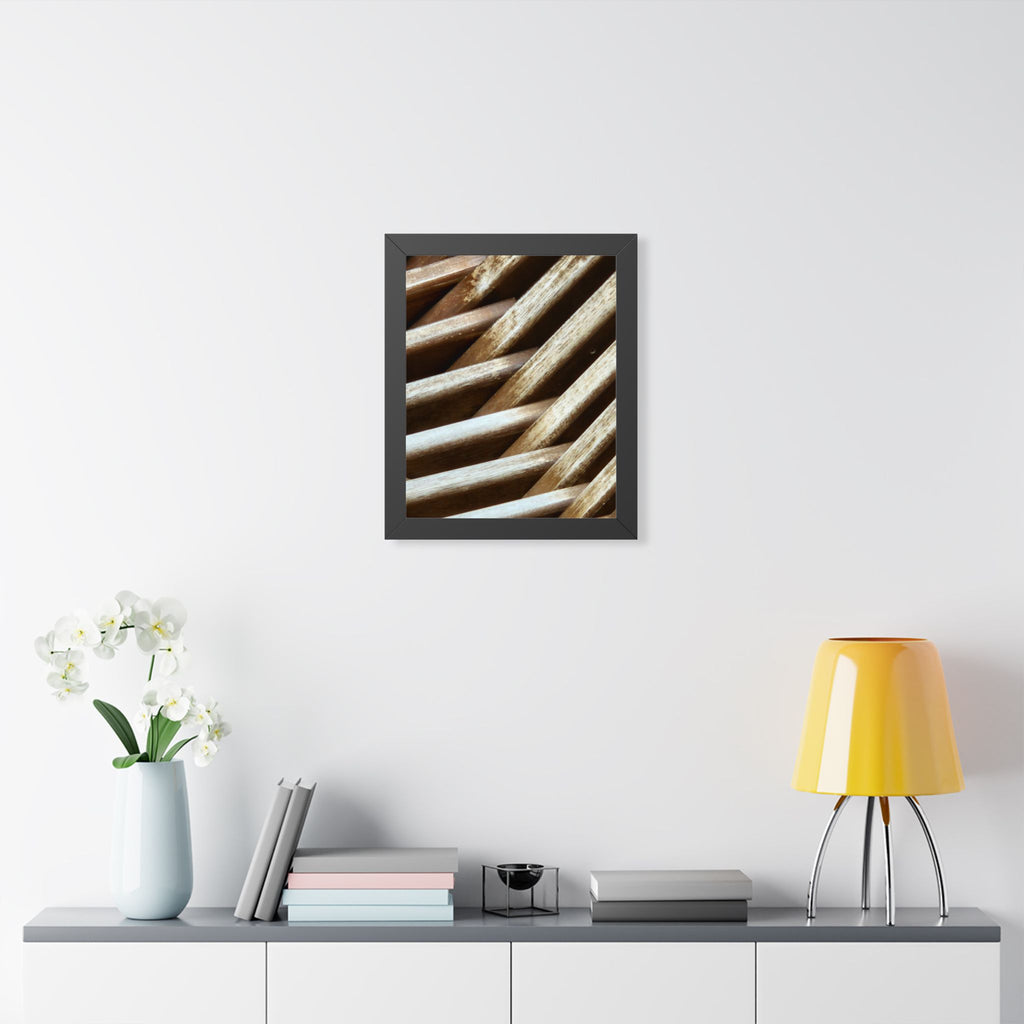 Framed Poster - Abstract Rustic Wood Texture Vertical Wall Art