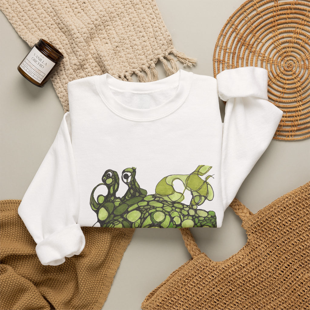 Green Abstract Frog Crewneck Sweatshirt