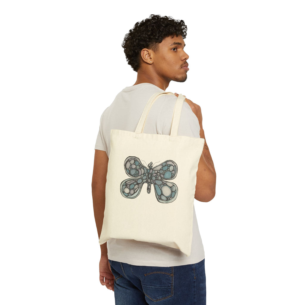 Butterfly Mosaic Canvas Tote Bag — Eco-Friendly Cotton Shopper