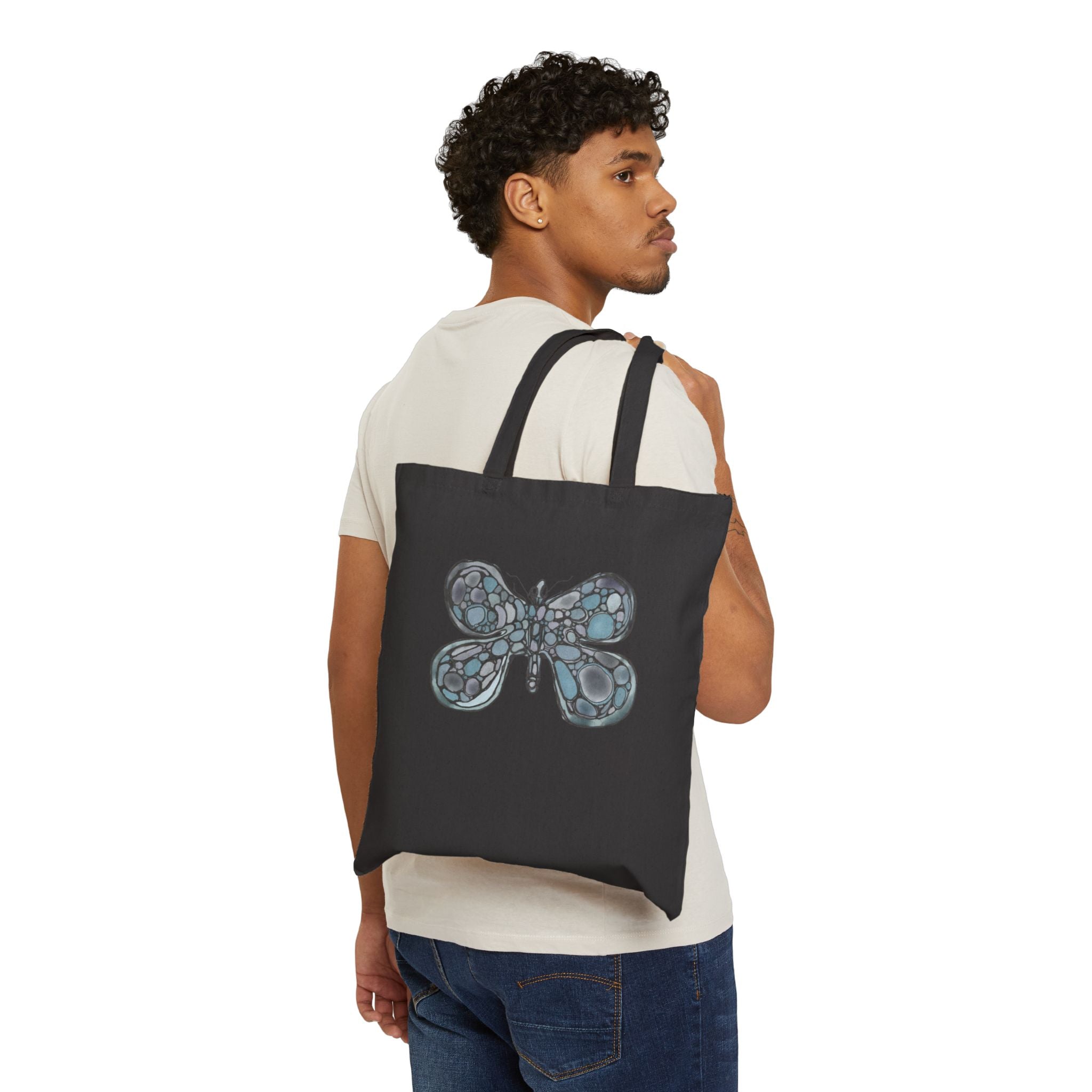 Butterfly Mosaic Canvas Tote Bag — Eco-Friendly Cotton Shopper