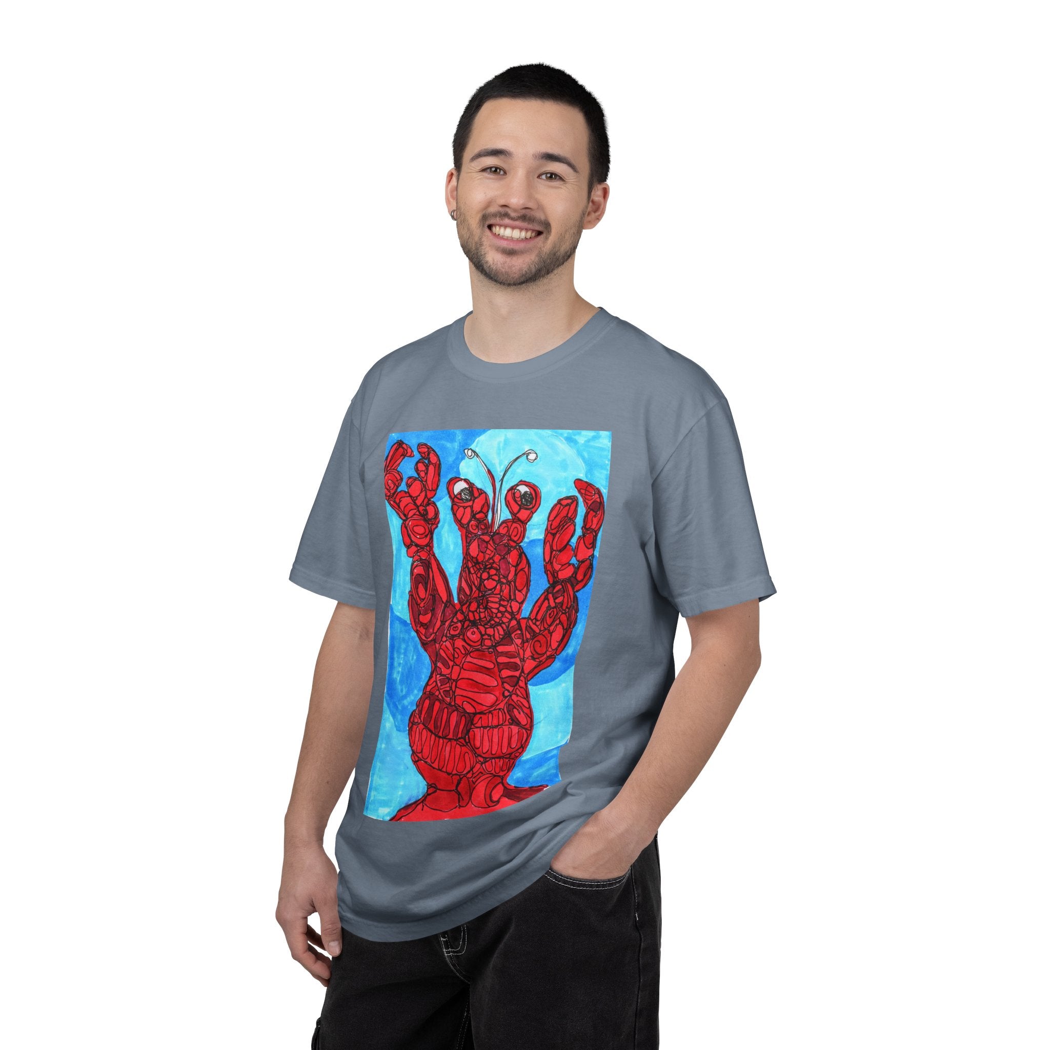 Lobster Art T-Shirt — Red Nautical Lobster Illustration Tee