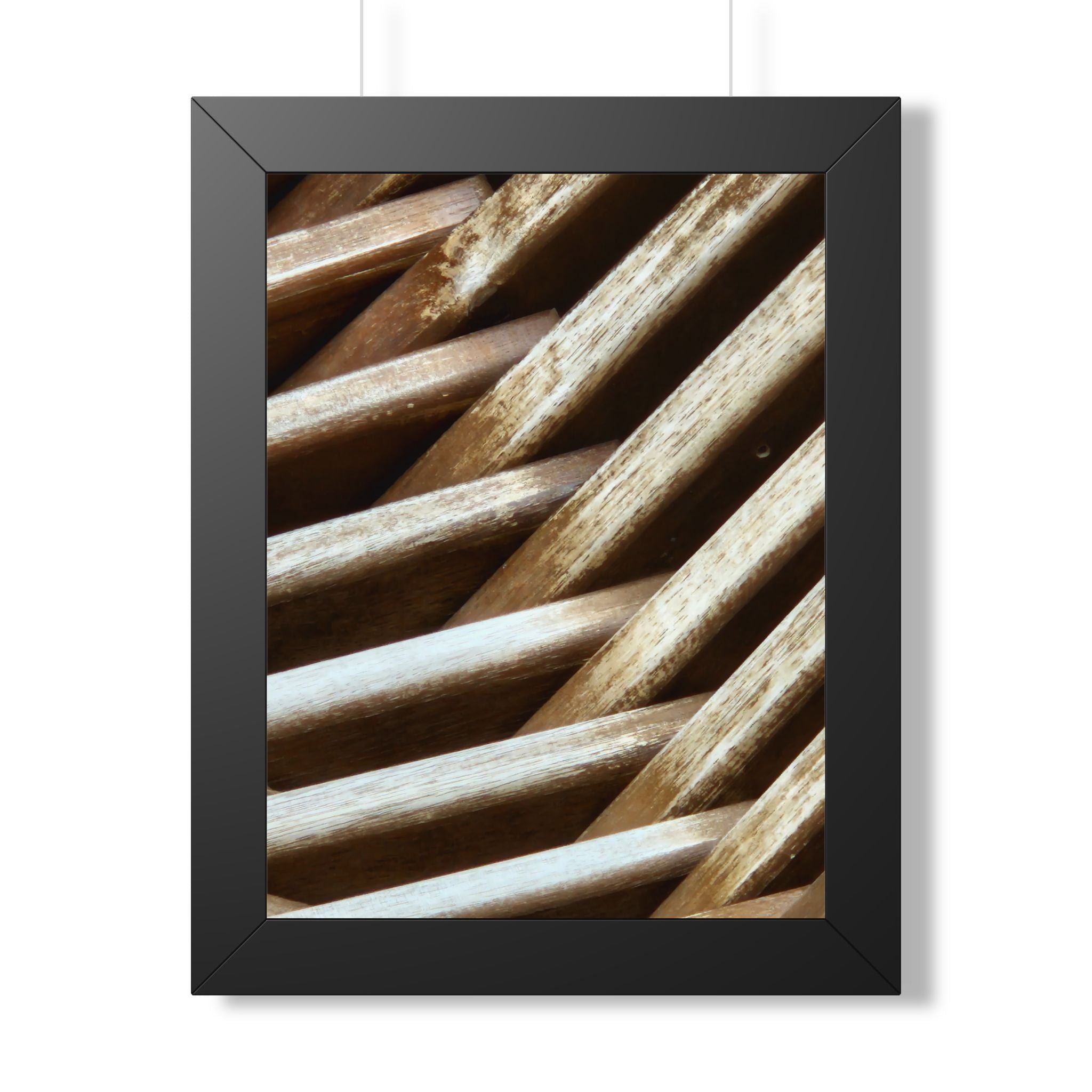Framed Poster - Abstract Rustic Wood Texture Vertical Wall Art