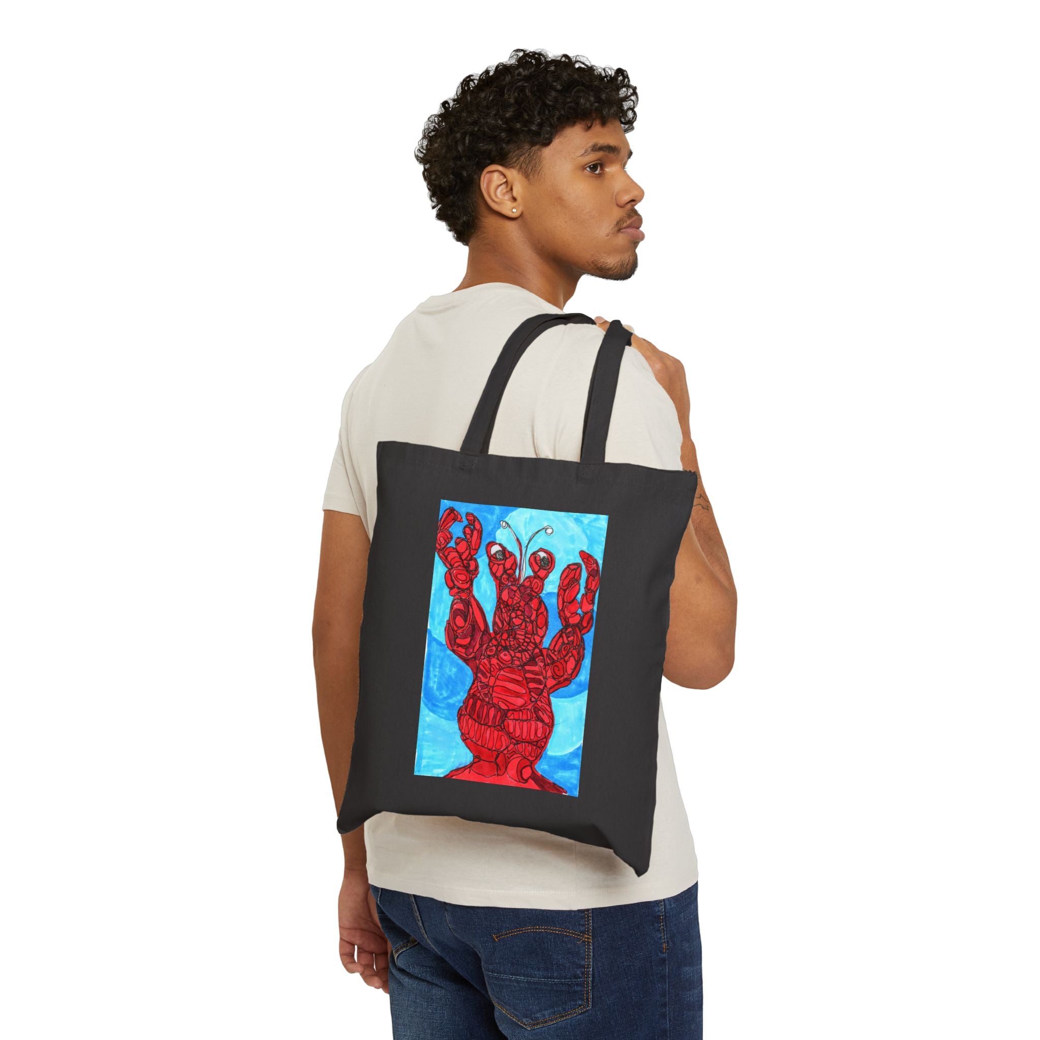 Tote Bag — Bold Red Lobster Art Cotton Canvas Tote