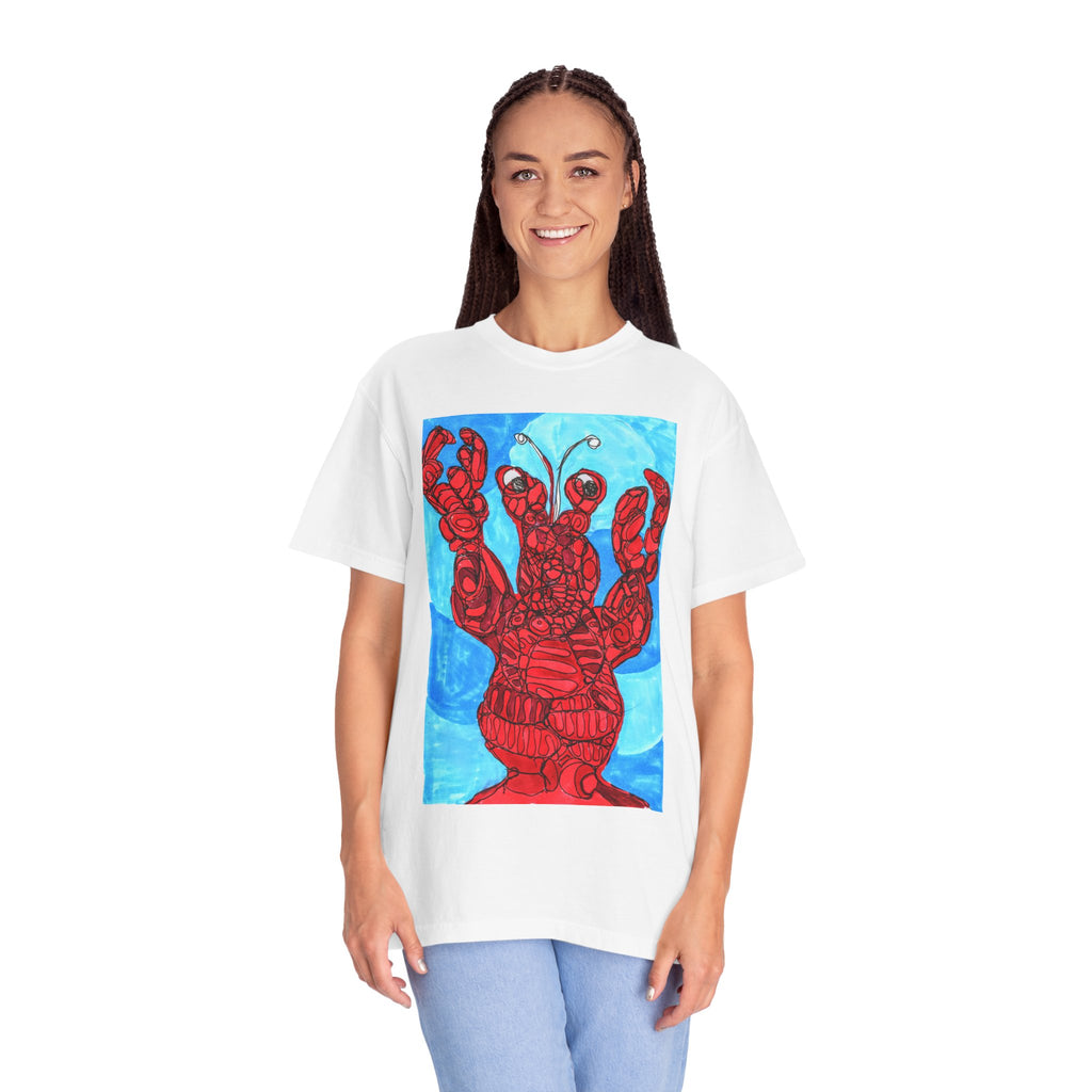Lobster Art T-Shirt — Red Nautical Lobster Illustration Tee