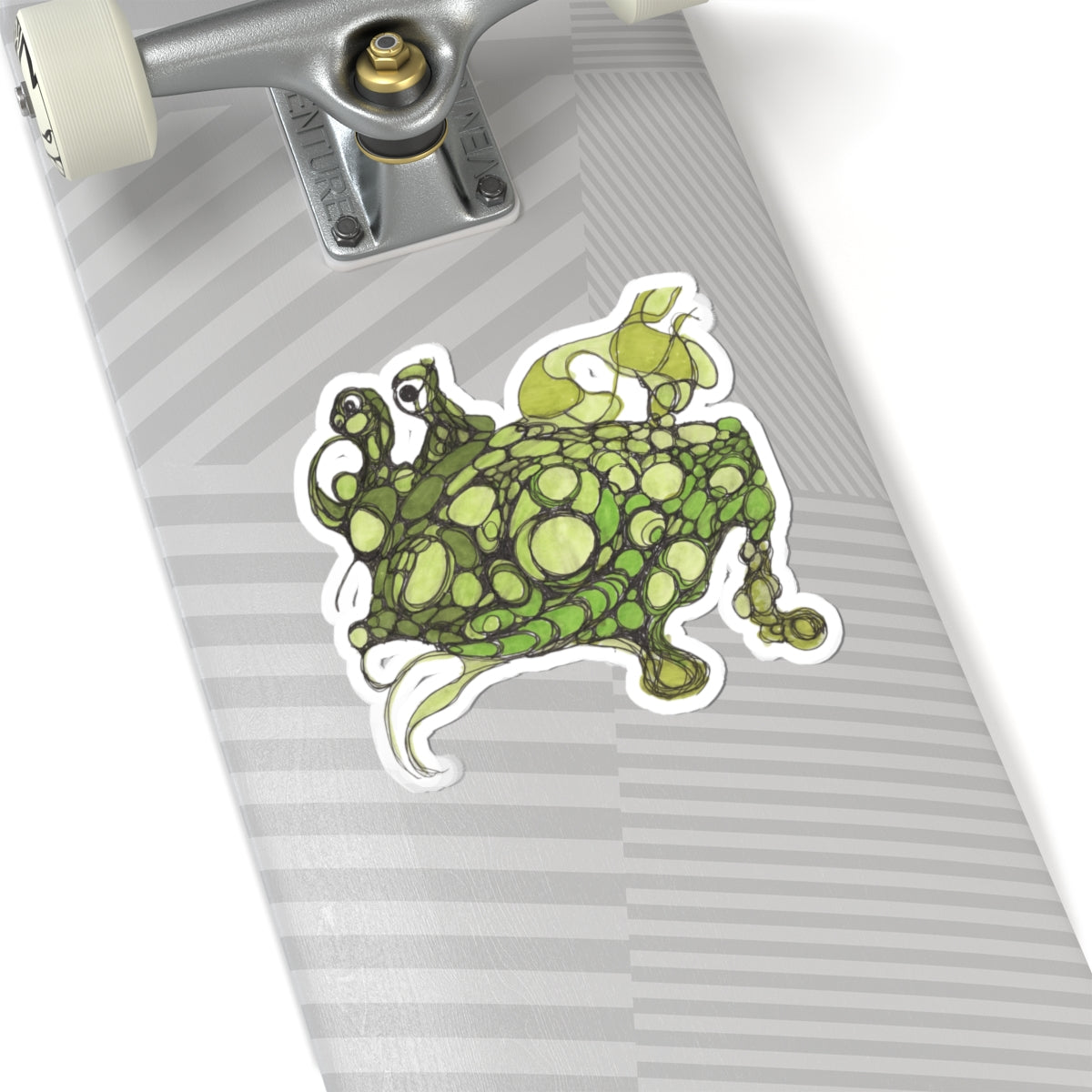 Green Bubble Frog Sticker — Whimsical Pond Creature Kiss-Cut Decal