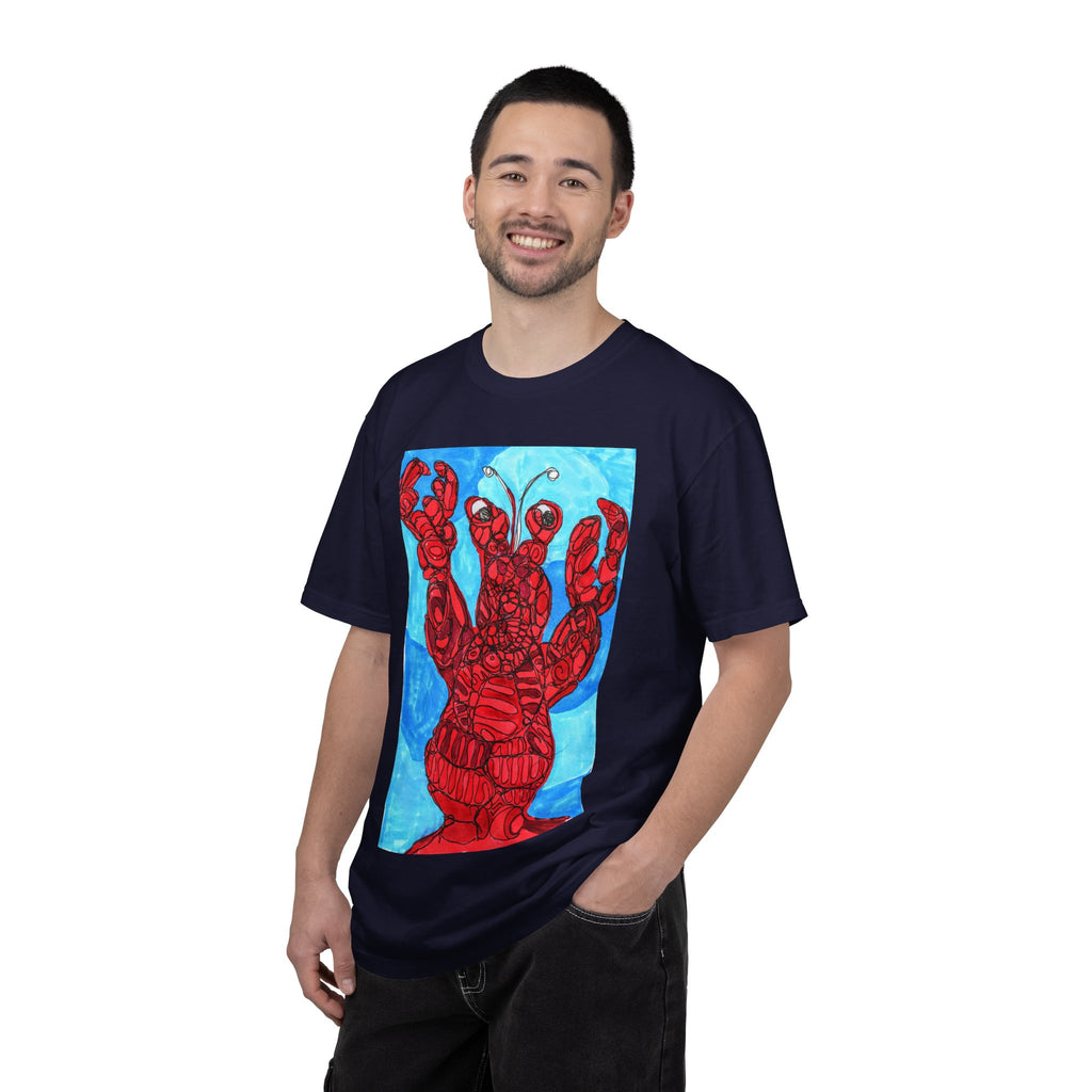 Lobster Art T-Shirt — Red Nautical Lobster Illustration Tee