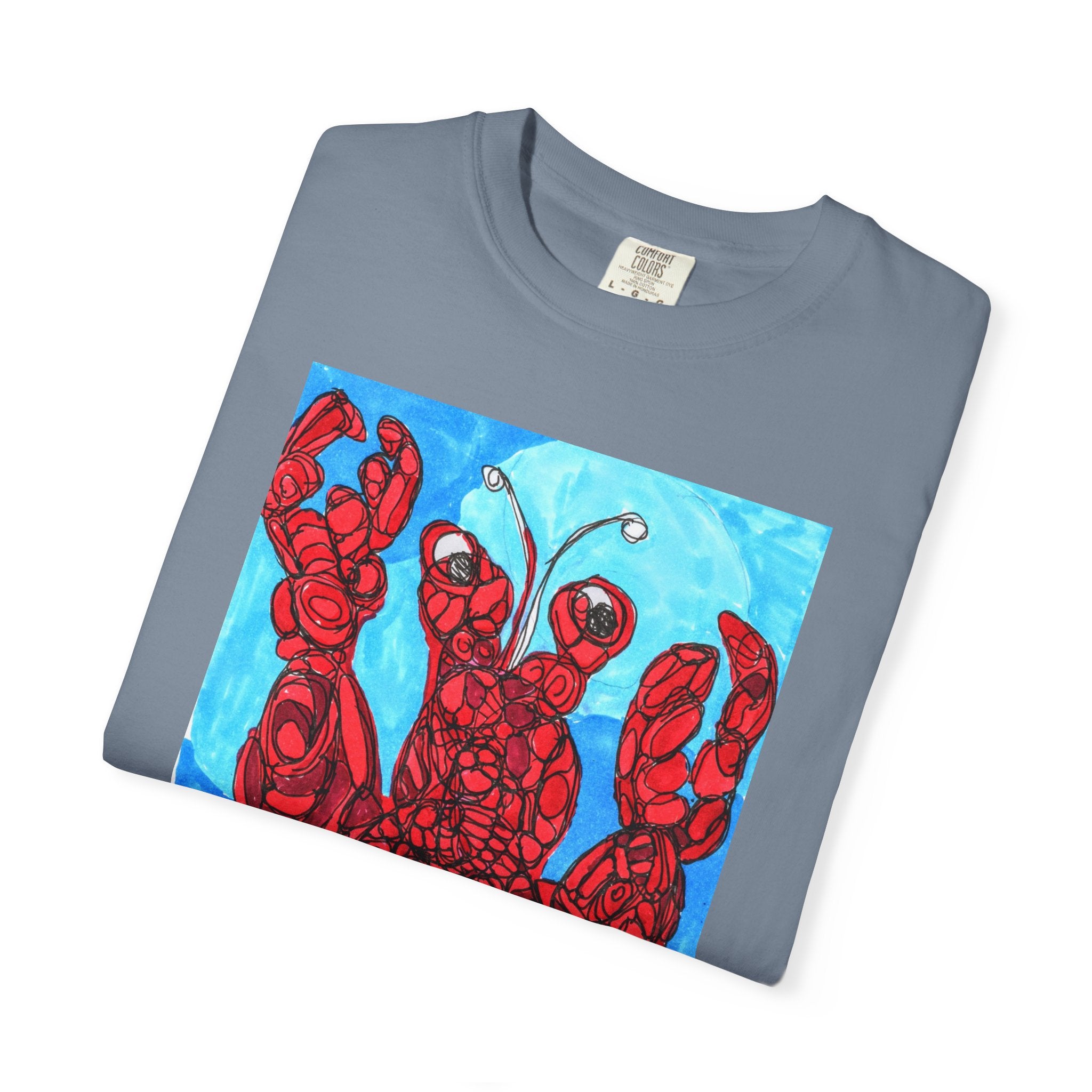 Lobster Art T-Shirt — Red Nautical Lobster Illustration Tee