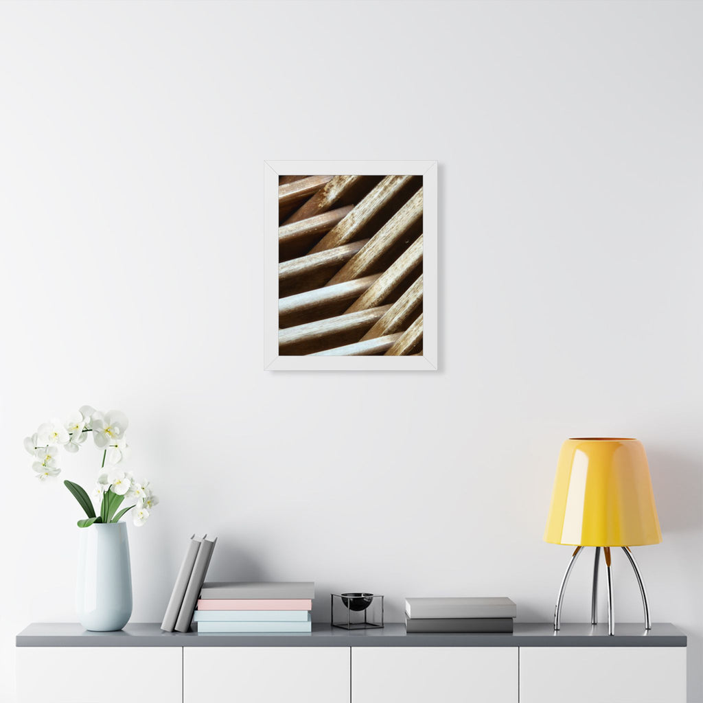 Framed Poster - Abstract Rustic Wood Texture Vertical Wall Art