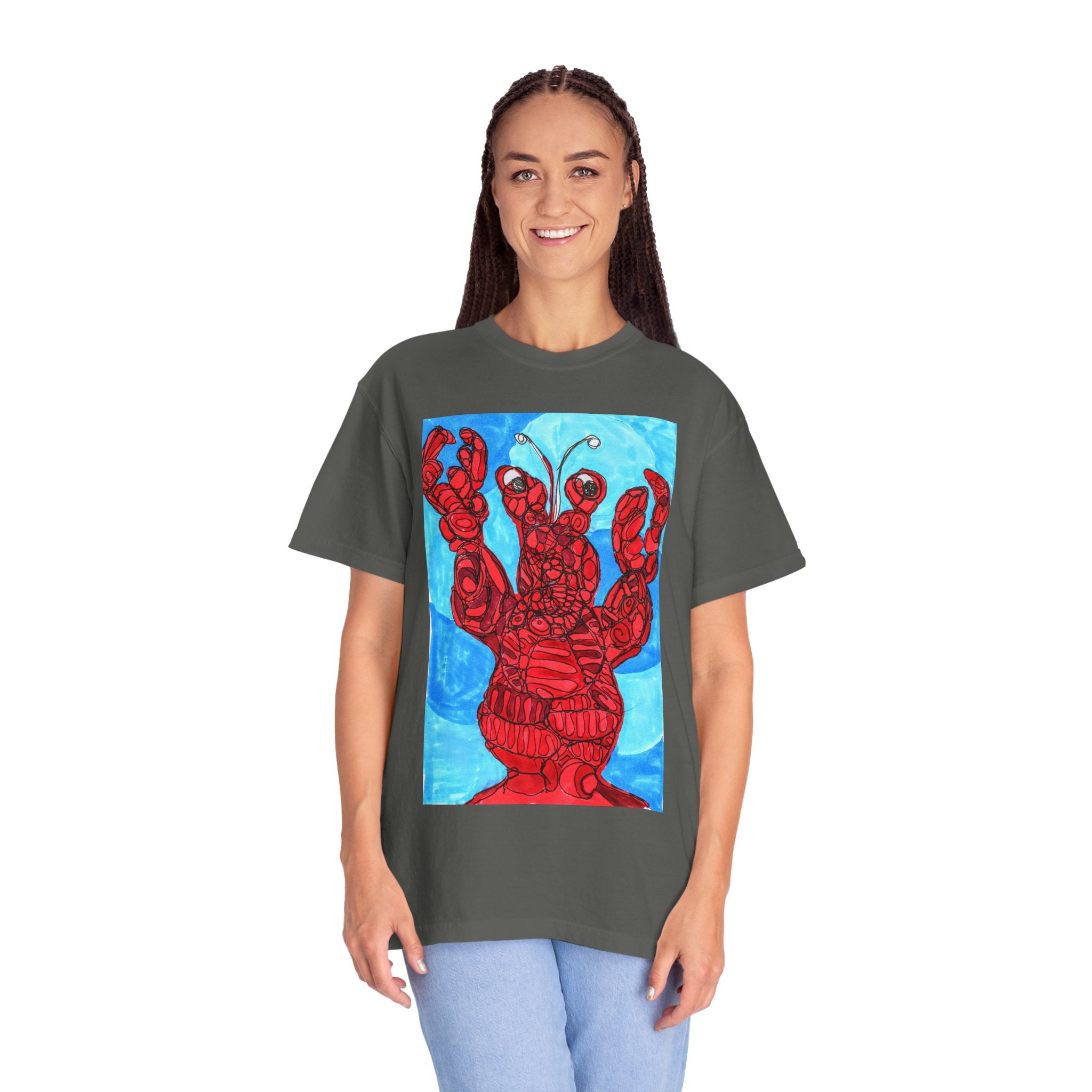 Lobster Art T-Shirt — Red Nautical Lobster Illustration Tee