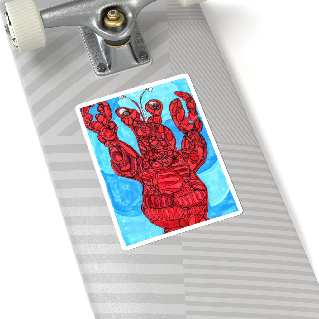 Lobster Art Kiss-Cut Sticker — Red Lobster Illustration Waterproof Decal