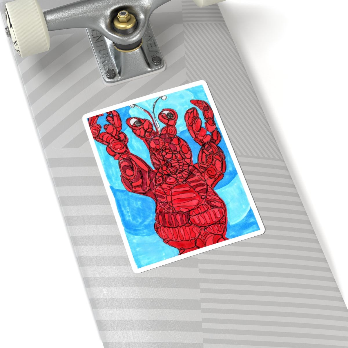 Lobster Art Kiss-Cut Sticker — Red Lobster Illustration Waterproof Decal