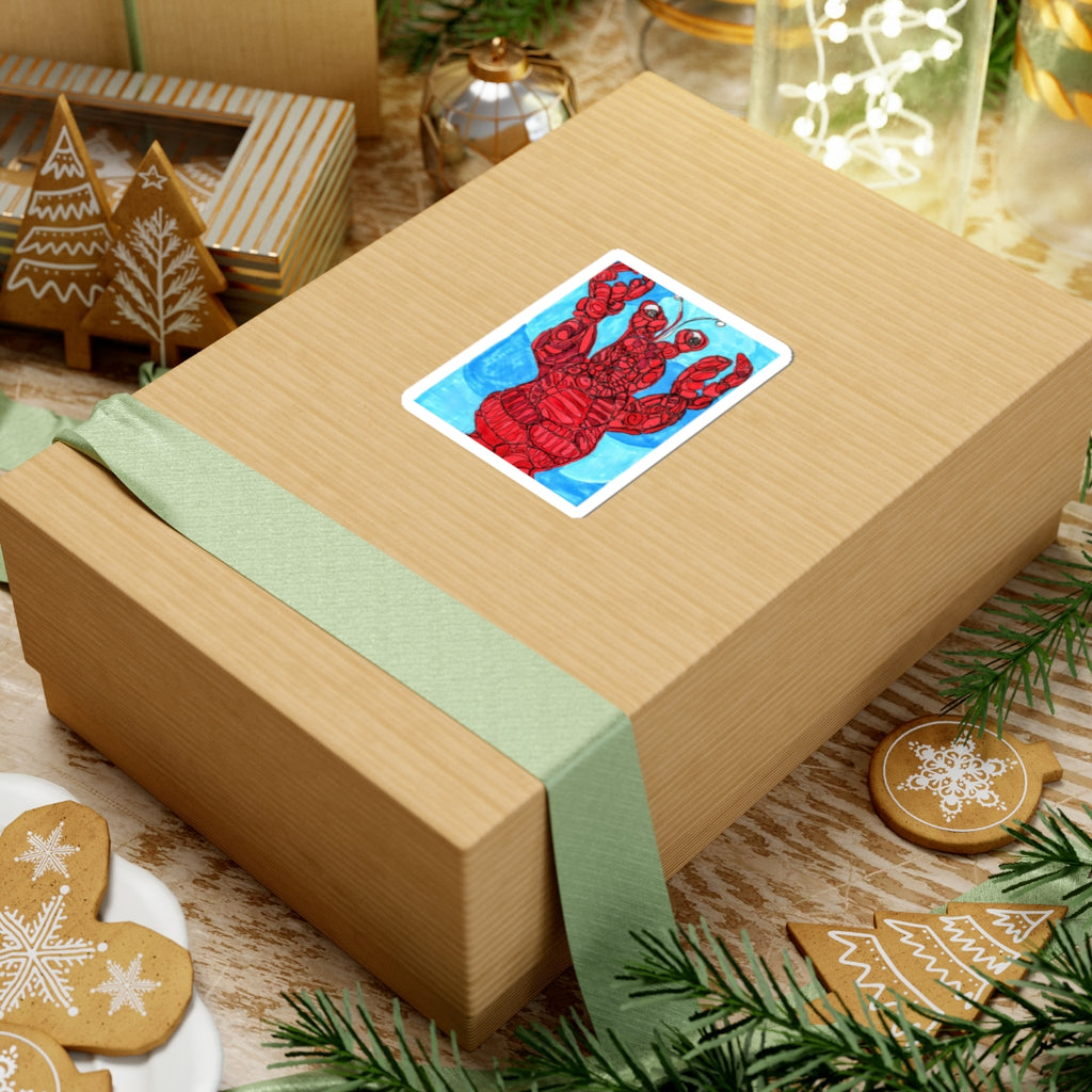 Lobster Art Kiss-Cut Sticker — Red Lobster Illustration Waterproof Decal