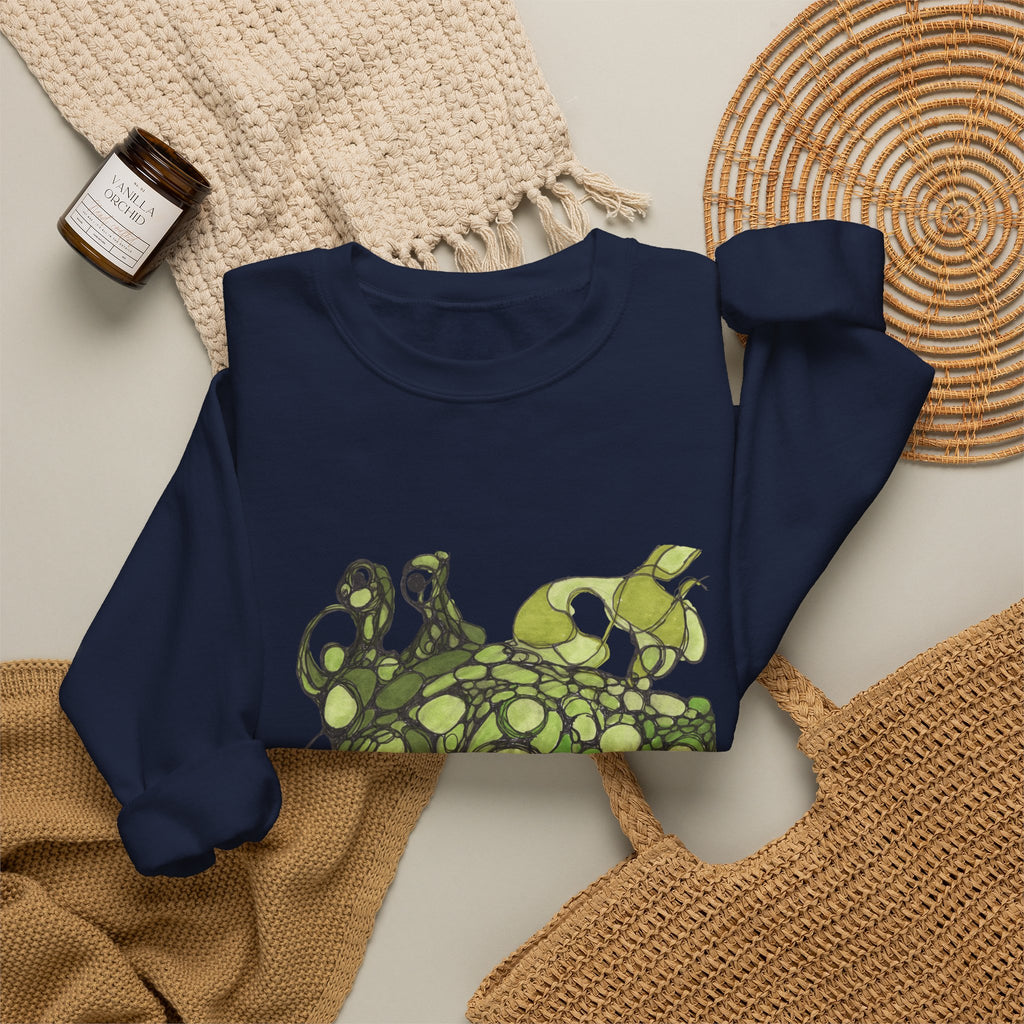 Green Abstract Frog Crewneck Sweatshirt